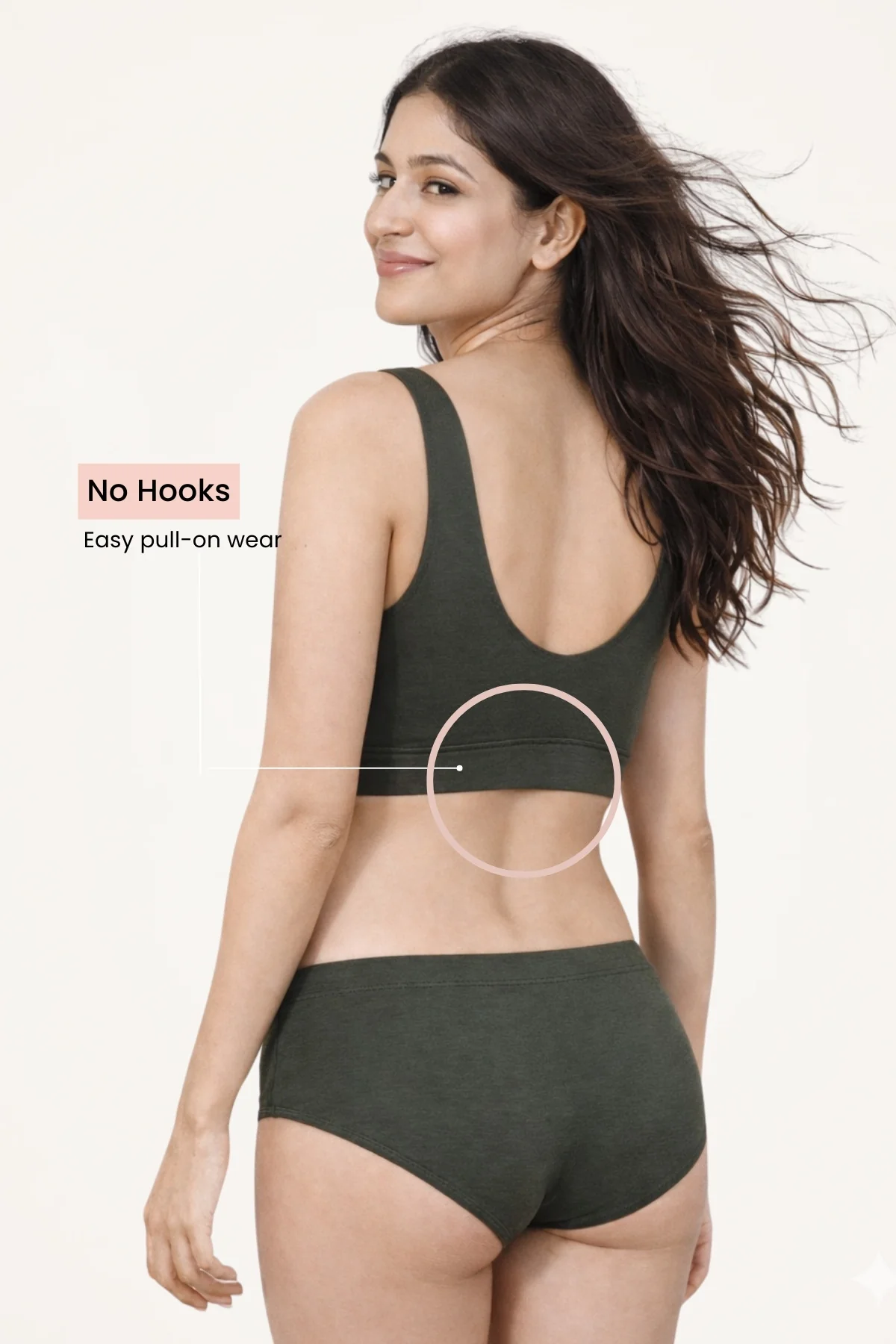 247 (Upgraded) Army Green Modal Padded Maternity Feeding Bra - Image 2