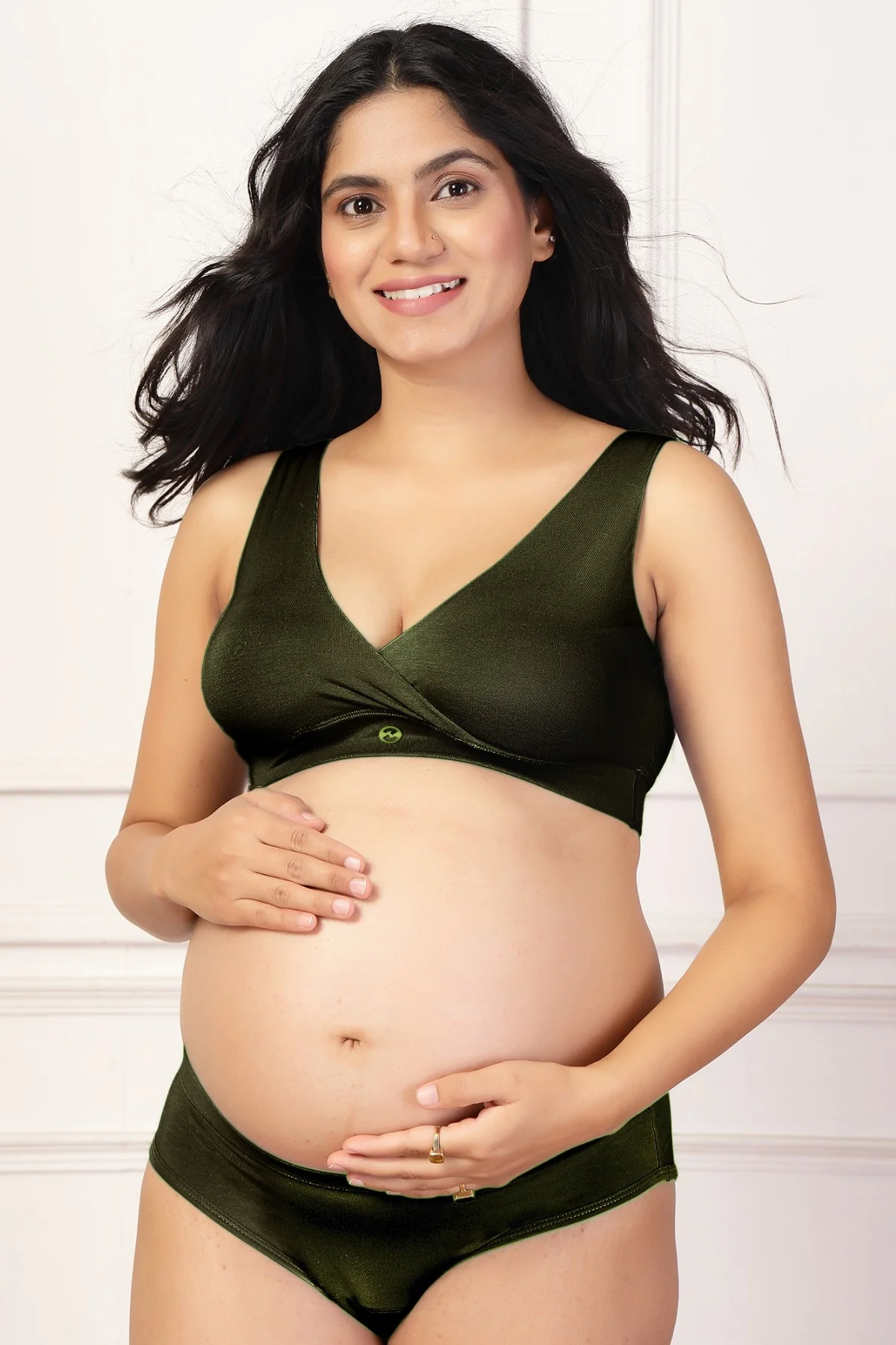 247 (Upgraded) Army Green Modal Padded Maternity Feeding Bra - Image 6
