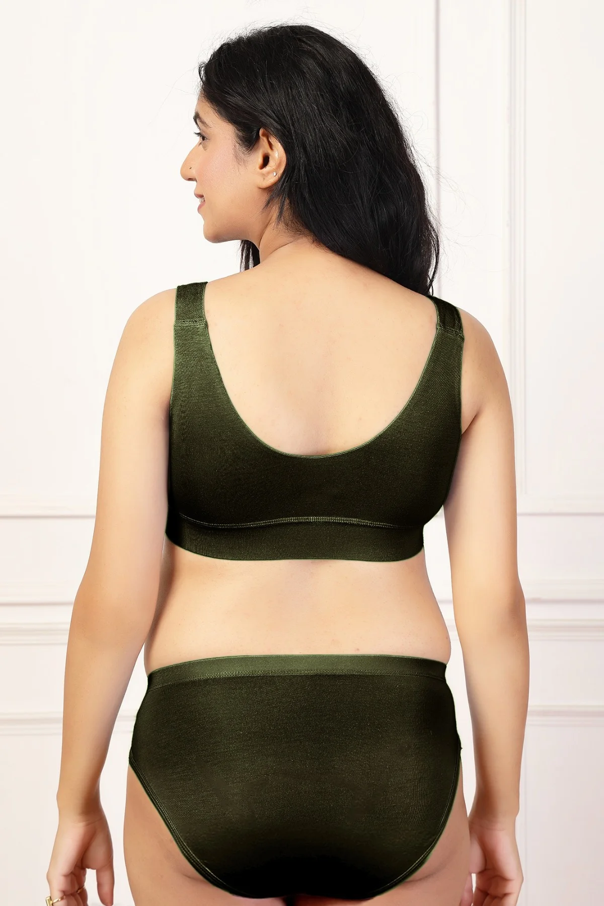 247 (Upgraded) Army Green Modal Padded Maternity Feeding Bra - Image 7