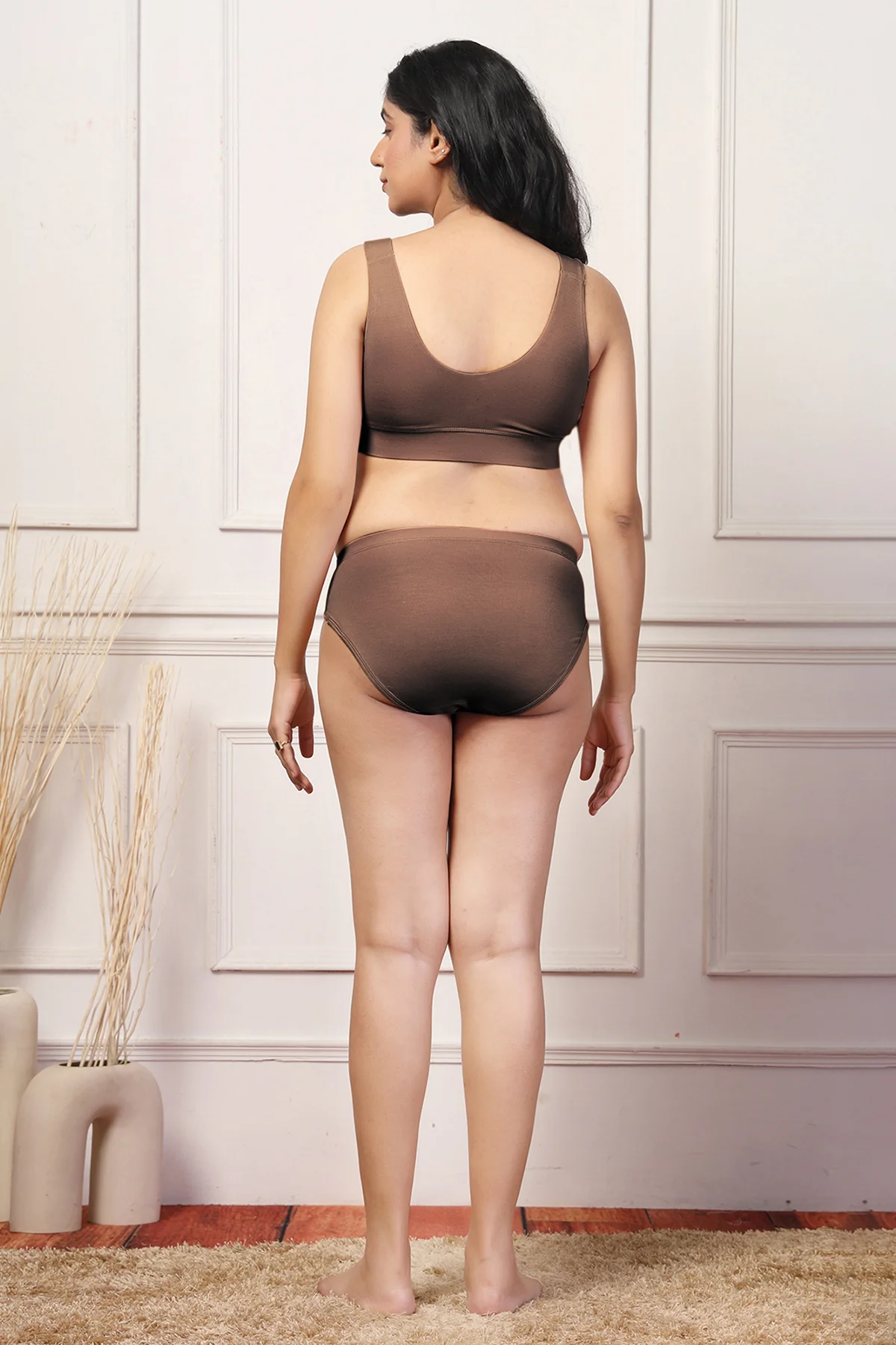247 (Upgraded) Brown Modal Padded Maternity Feeding Bra - Image 3
