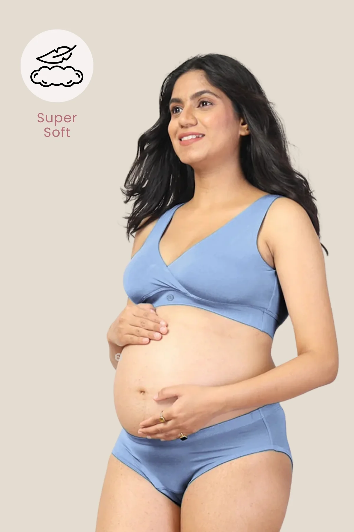 247 (Upgraded) Cornflower Blue Modal Padded Maternity Feeding Bra - Image 14