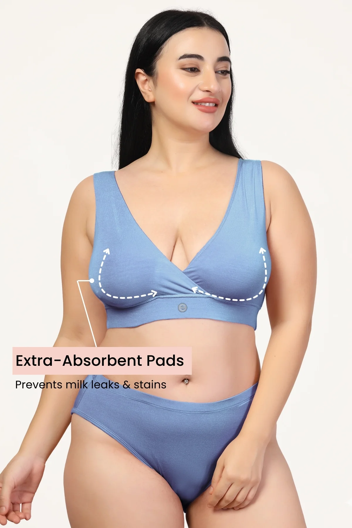 247 (Upgraded) Cornflower Blue Modal Padded Maternity Feeding Bra - Image 5