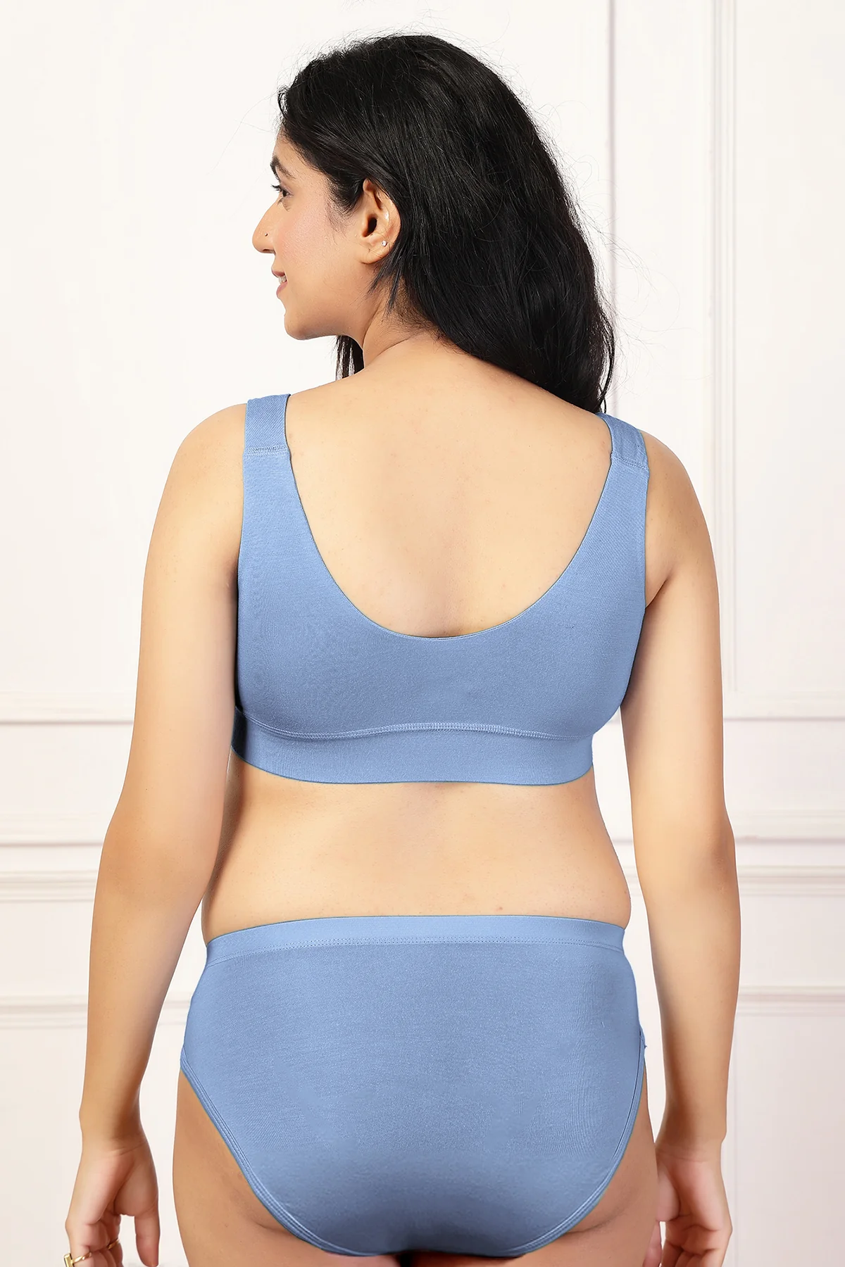 247 (Upgraded) Cornflower Blue Modal Padded Maternity Feeding Bra - Image 7