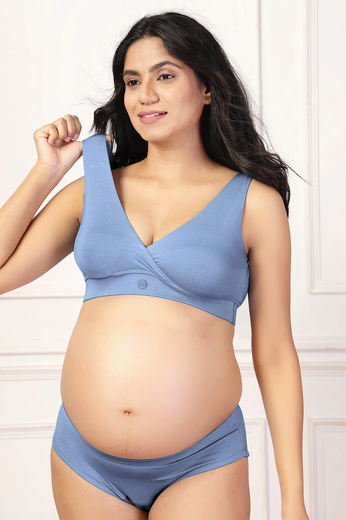 247 (Upgraded) Cornflower Blue Modal Padded Maternity Feeding Bra - Image 8