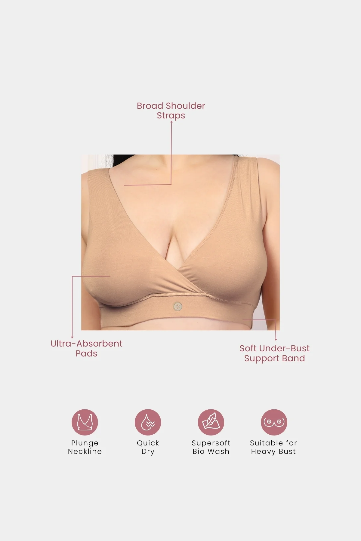 247 (Upgraded) Dark Skin Modal Padded Maternity Feeding Bra - Image 2