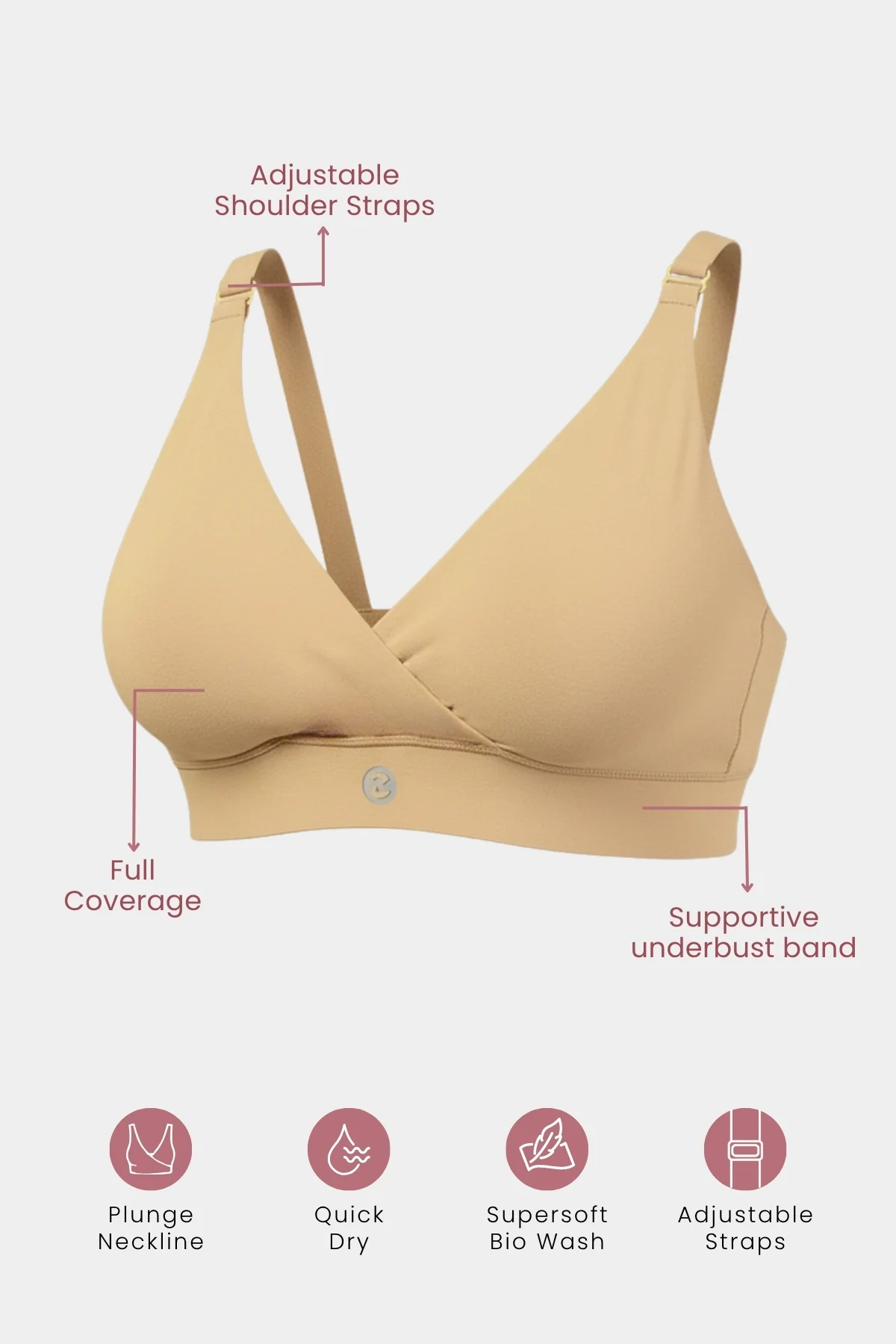 247 Extra Support Cotton Feeding Bra with Adjuster - Skin - Image 2