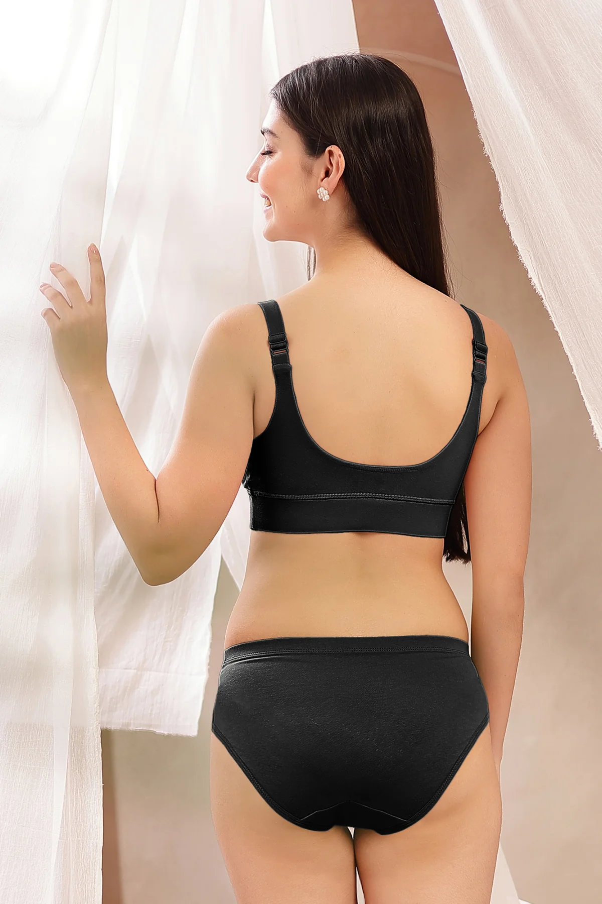 247 Extra Support Cotton Feeding Bra with Adjuster - Black - Image 17