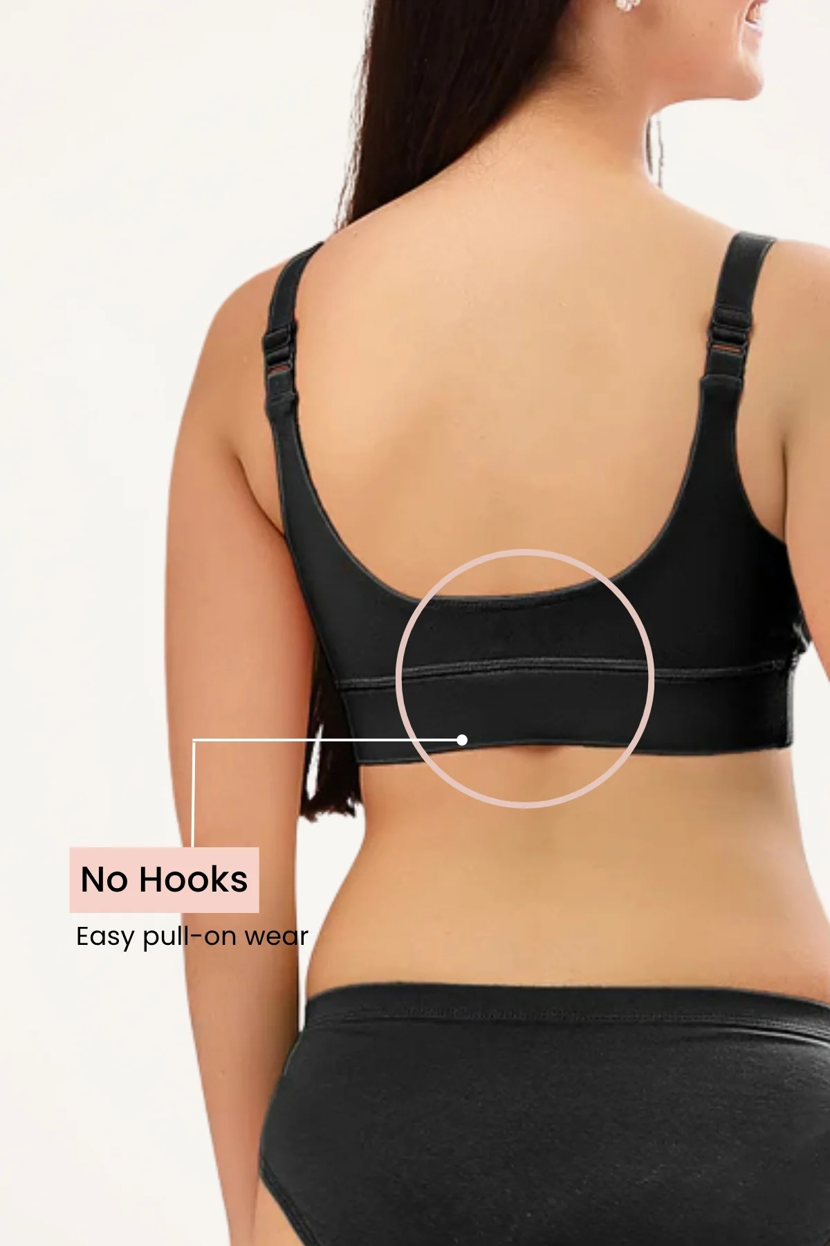 247 Extra Support Cotton Feeding Bra with Adjuster - Black - Image 4