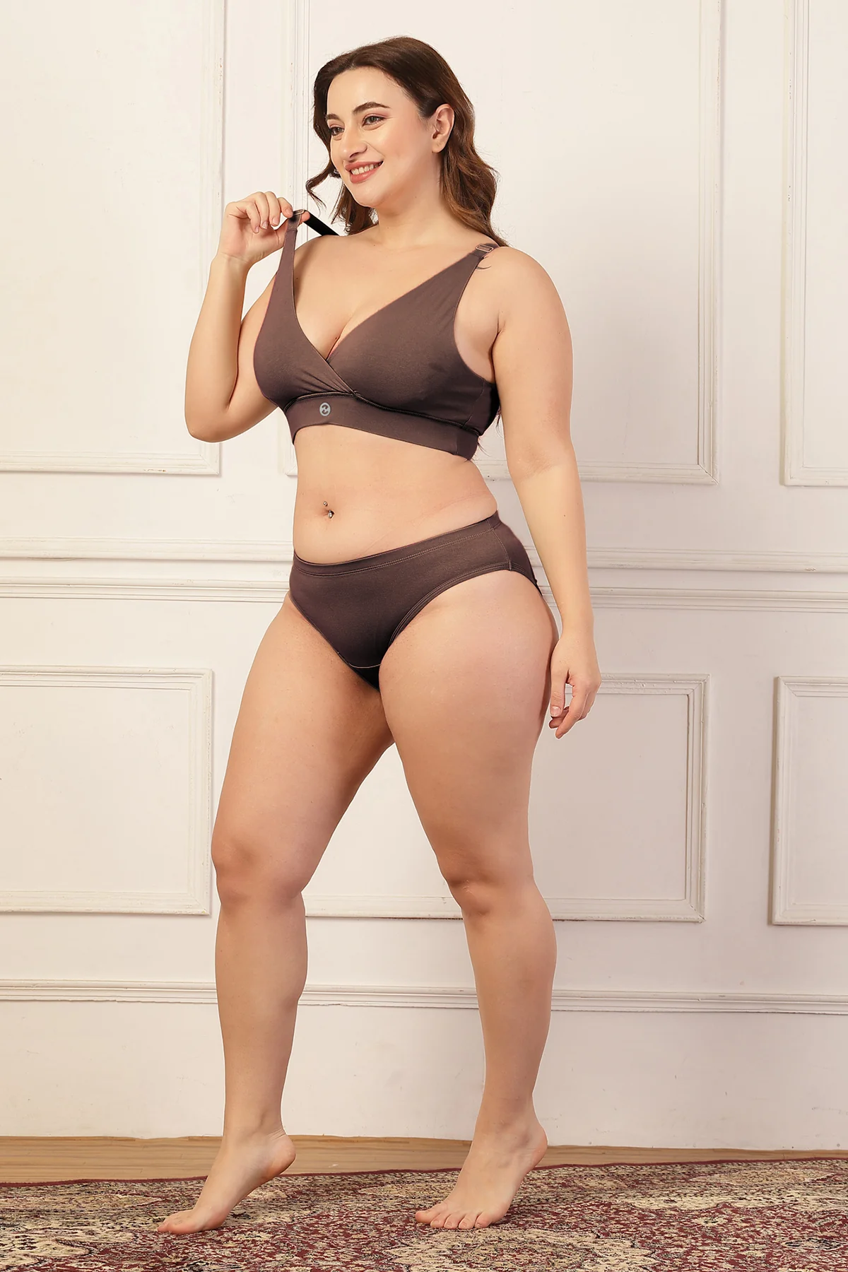 247 Extra Support Cotton Feeding Bra with Adjuster - Brown - Image 13