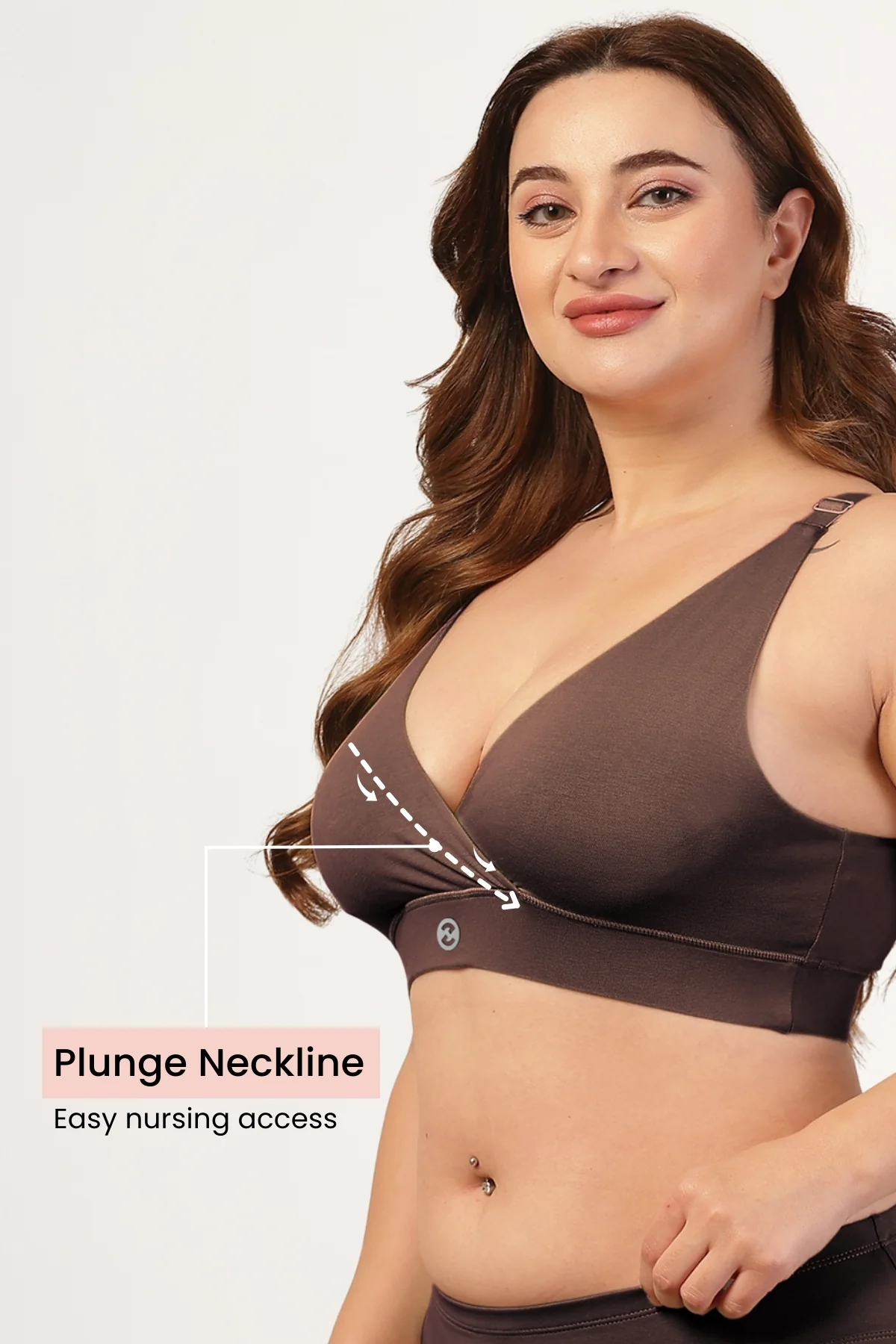 247 Extra Support Cotton Feeding Bra with Adjuster - Brown - Image 3
