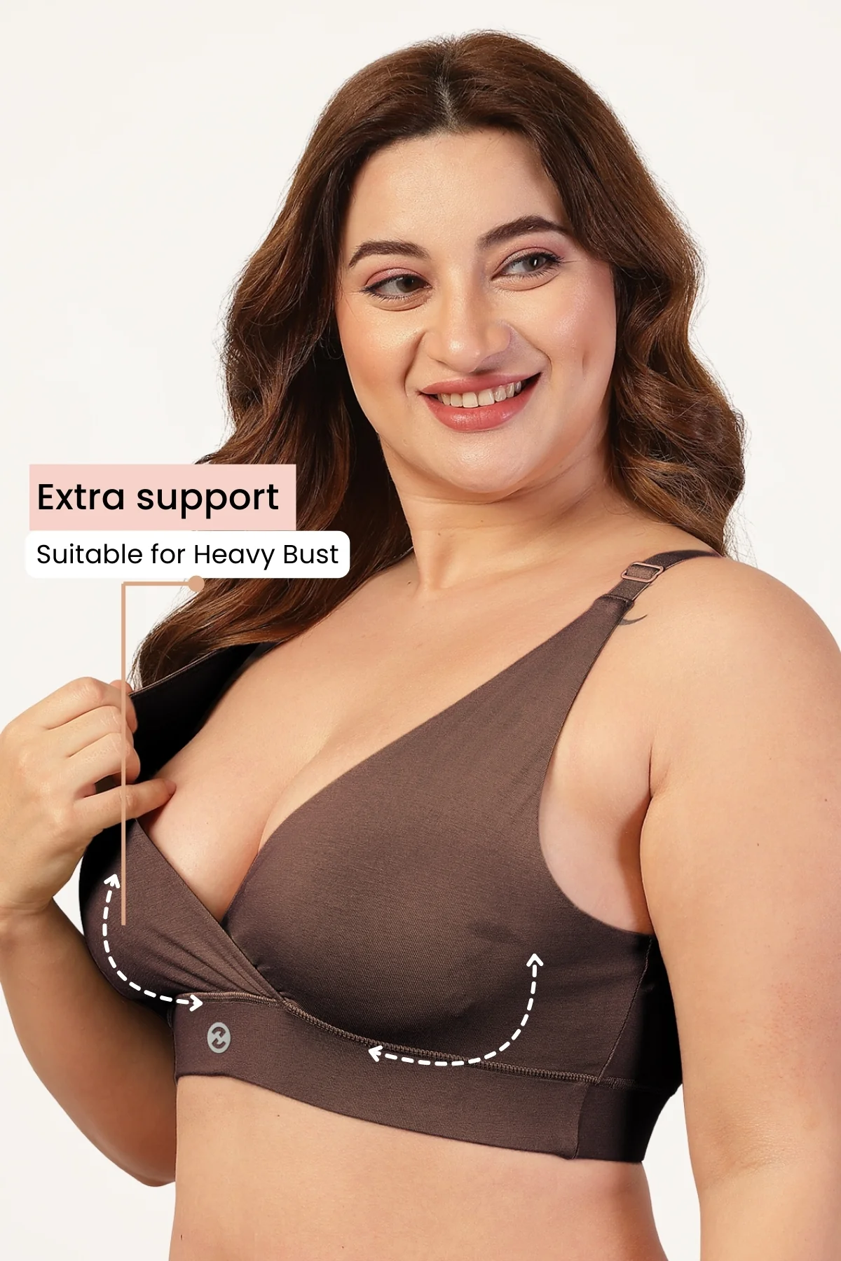 247 Extra Support Cotton Feeding Bra with Adjuster - Brown - Image 5