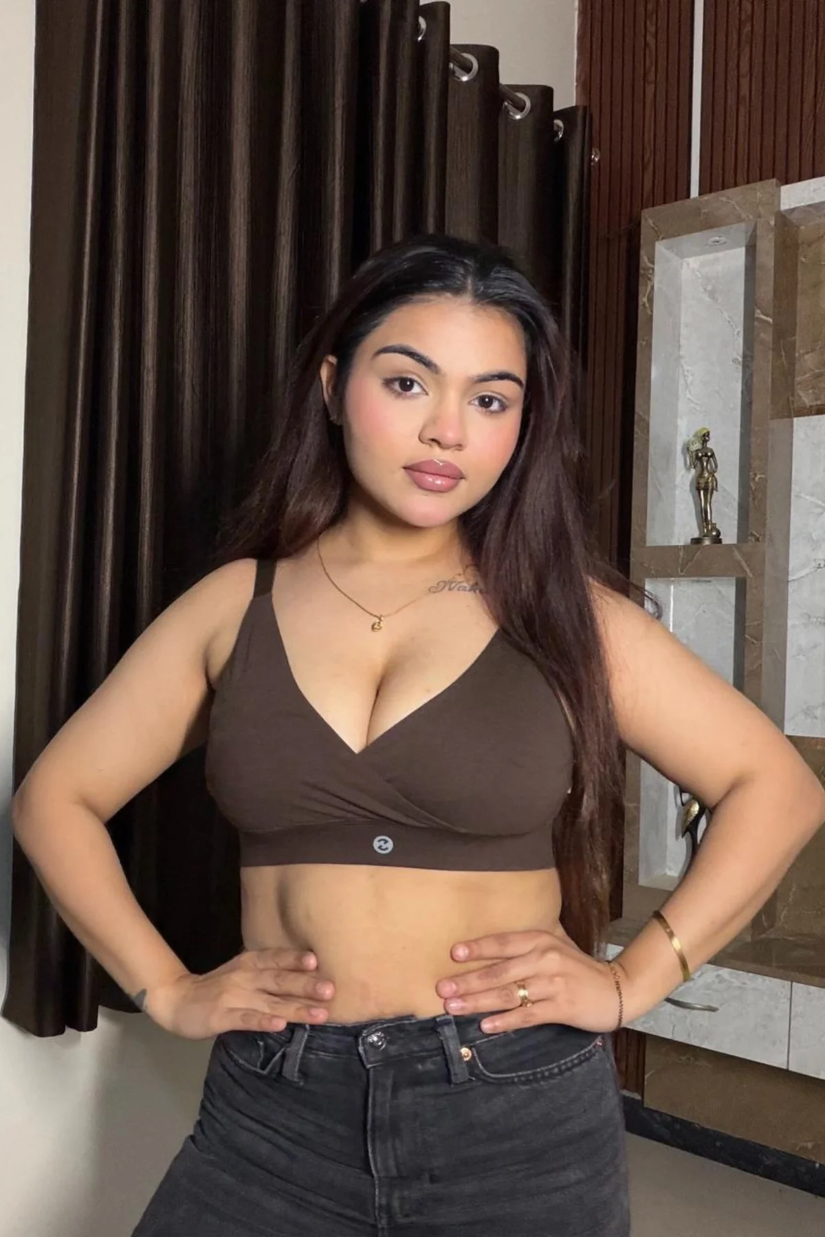 247 Extra Support Cotton Feeding Bra with Adjuster - Brown - Image 6
