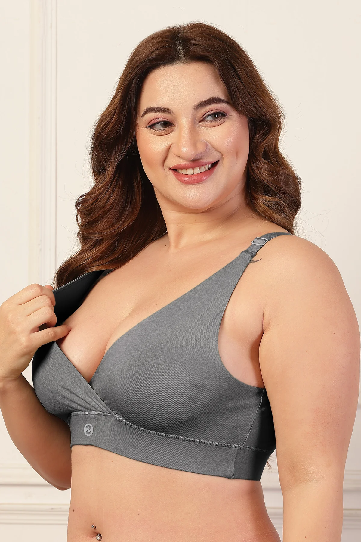 247 Extra Support Cotton Feeding Bra with Adjuster - Dark Grey - Image 10