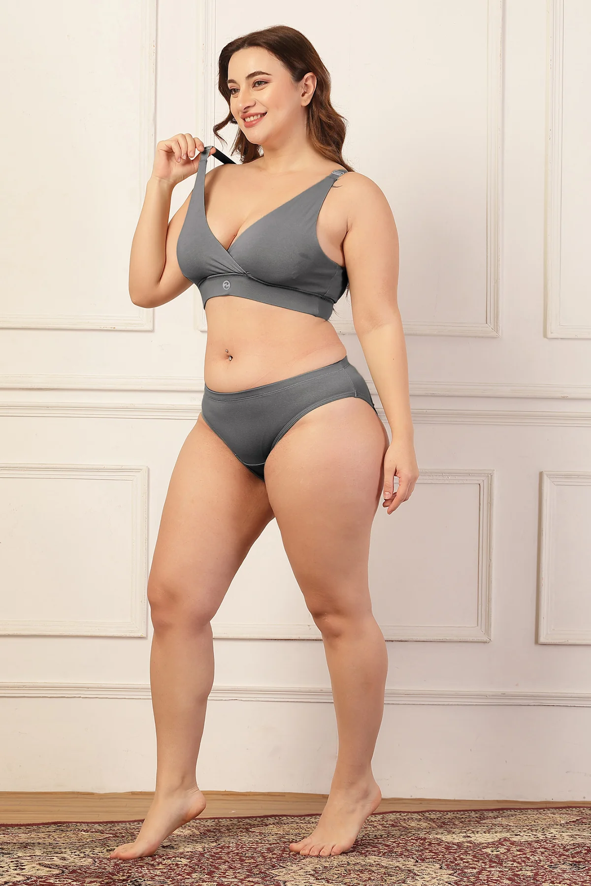 247 Extra Support Cotton Feeding Bra with Adjuster - Dark Grey - Image 12