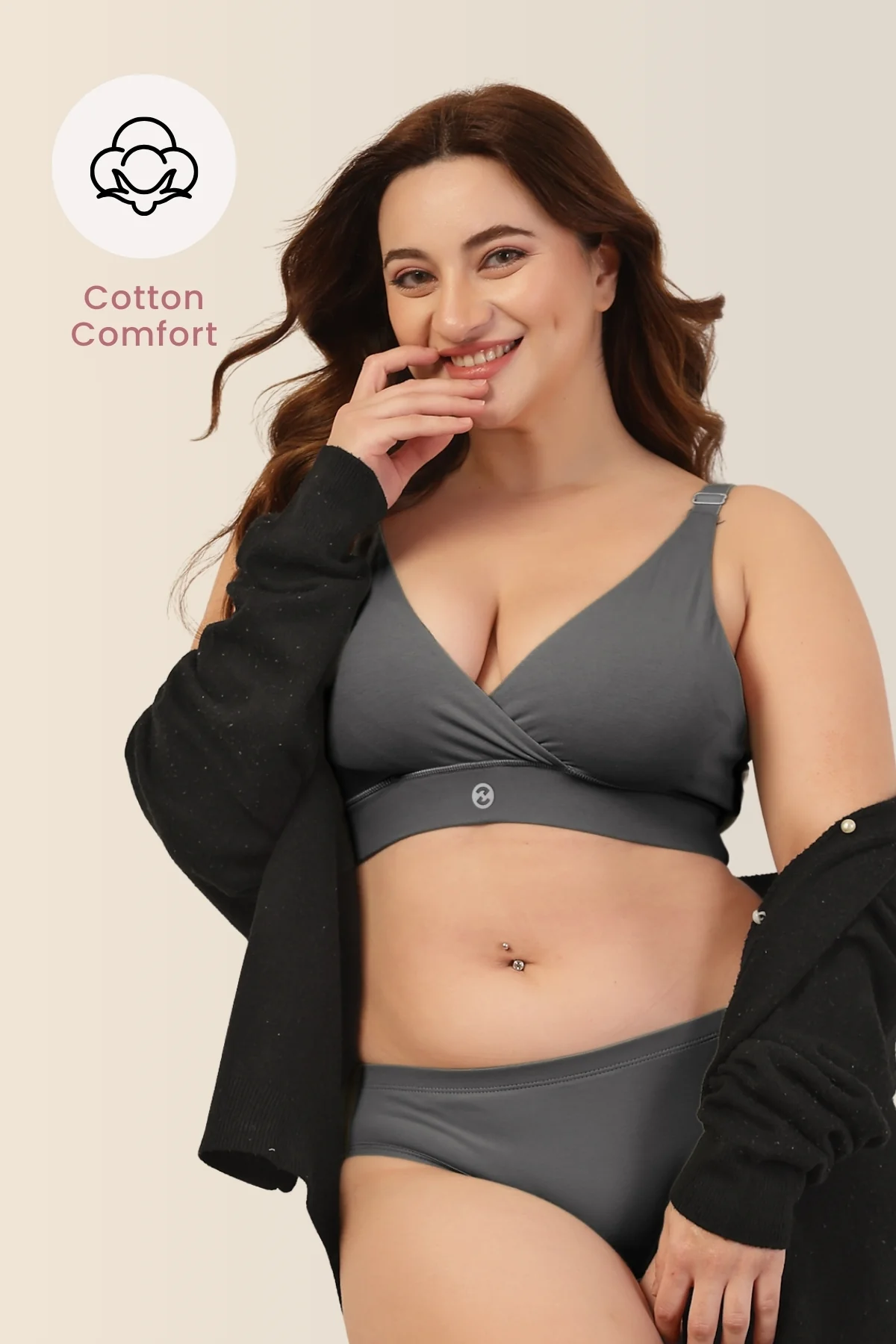 247 Extra Support Cotton Feeding Bra with Adjuster - Dark Grey - Image 13