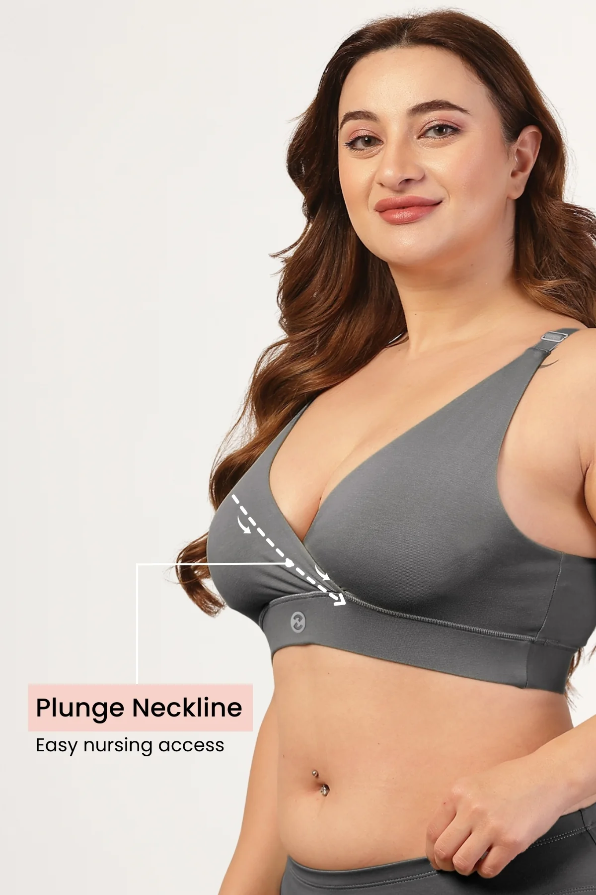 247 Extra Support Cotton Feeding Bra with Adjuster - Dark Grey - Image 5