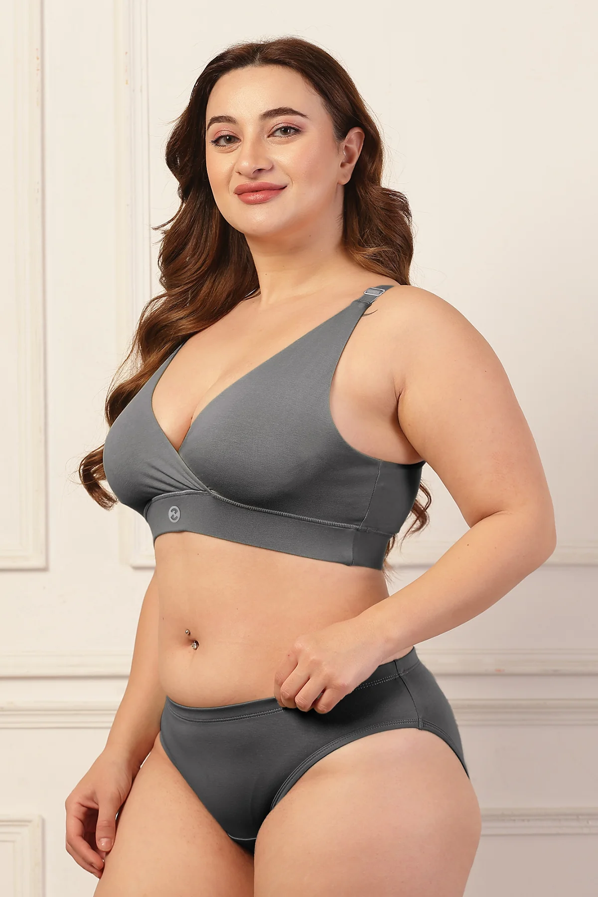 247 Extra Support Cotton Feeding Bra with Adjuster - Dark Grey - Image 6