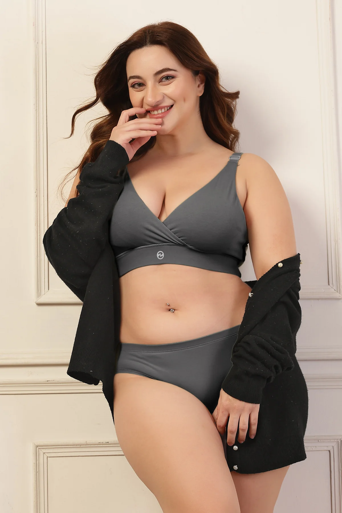 247 Extra Support Cotton Feeding Bra with Adjuster - Dark Grey - Image 9