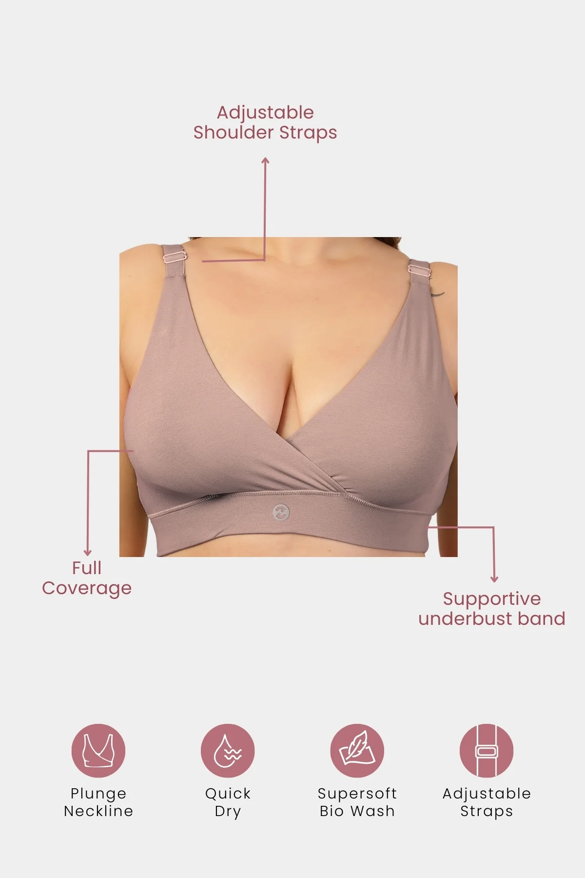 247 Extra Support Cotton Feeding Bra with Adjuster - Dark Skin - Image 2