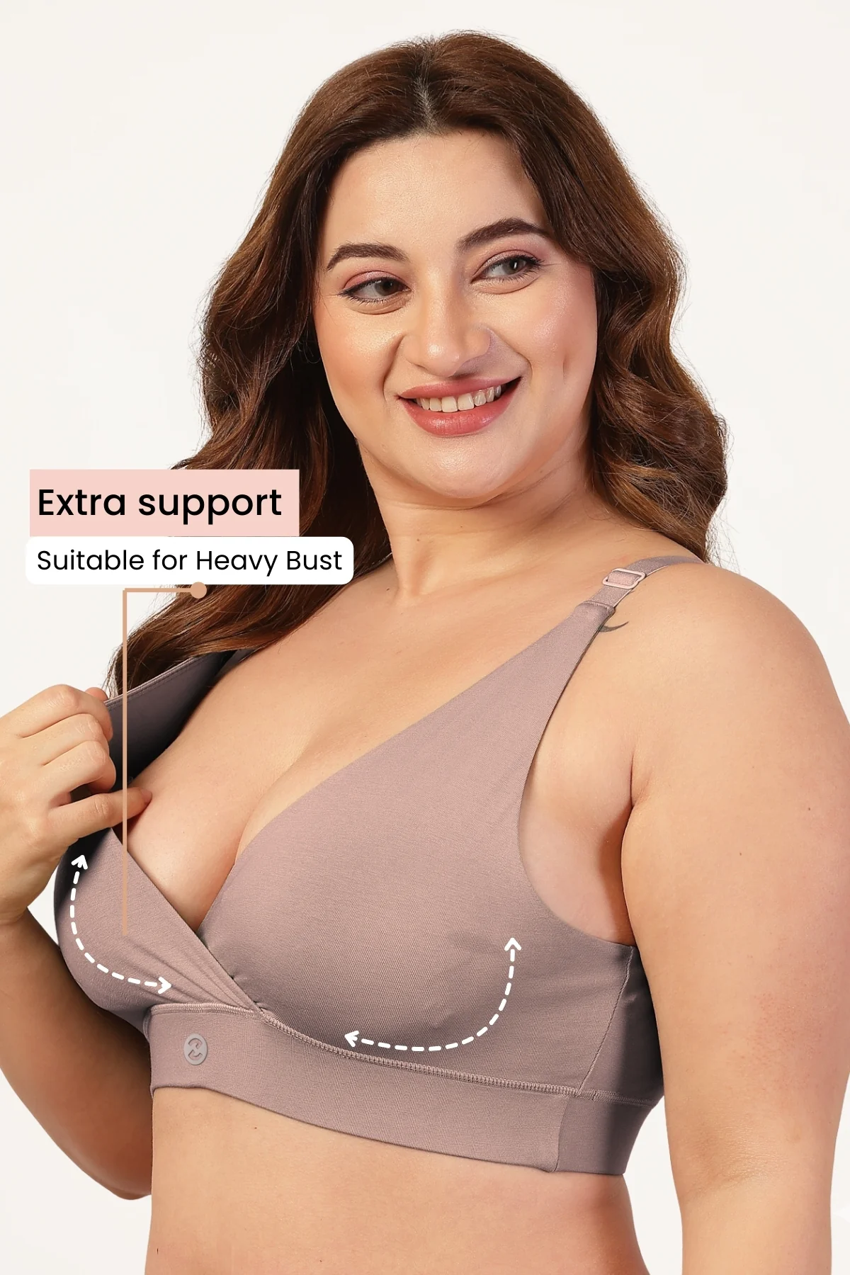 247 Extra Support Cotton Feeding Bra with Adjuster - Dark Skin - Image 3