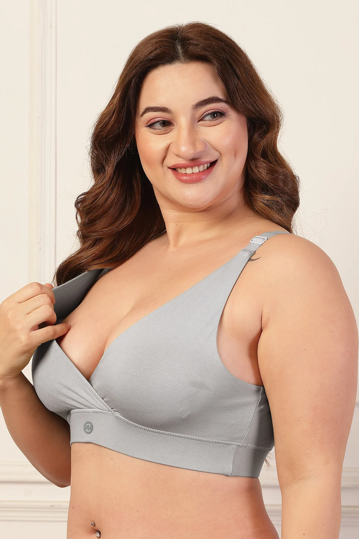 247 Extra Support Cotton Feeding Bra with Adjuster - Light Grey - Image 12