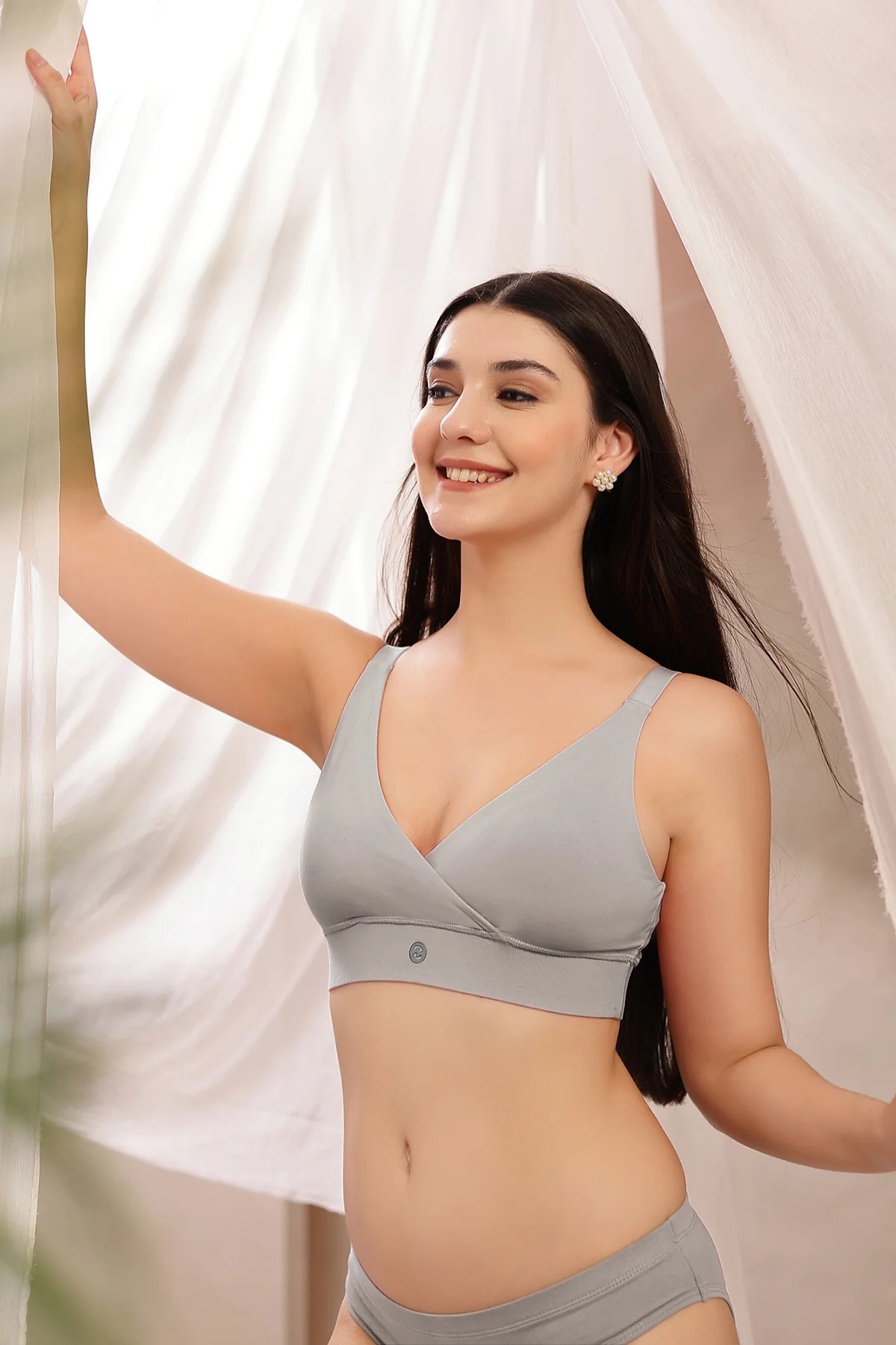 247 Extra Support Cotton Feeding Bra with Adjuster - Light Grey - Image 17