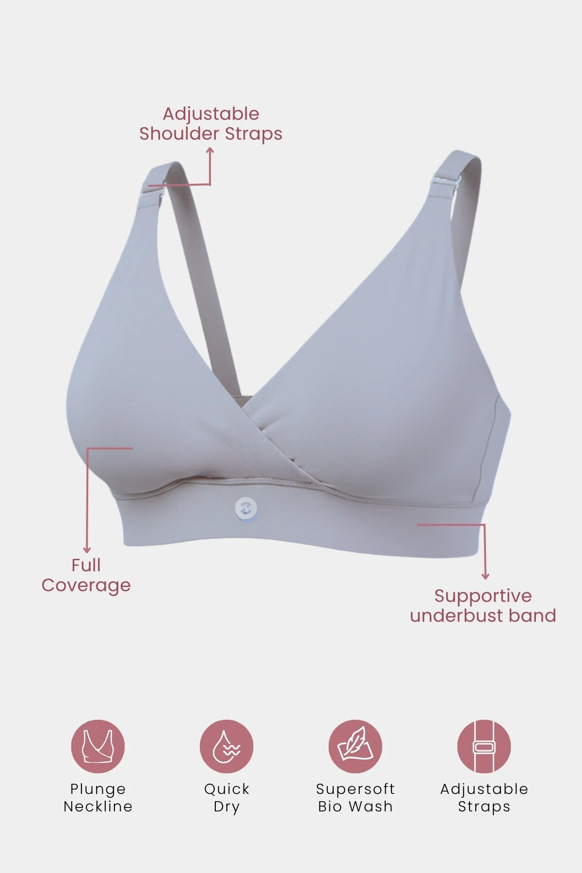 247 Extra Support Cotton Feeding Bra with Adjuster - Light Grey - Image 2