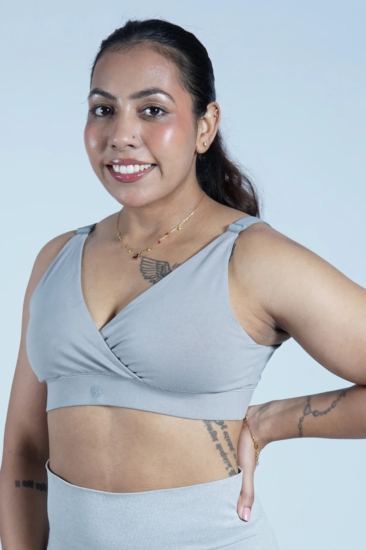 247 Extra Support Cotton Feeding Bra with Adjuster - Light Grey - Image 9