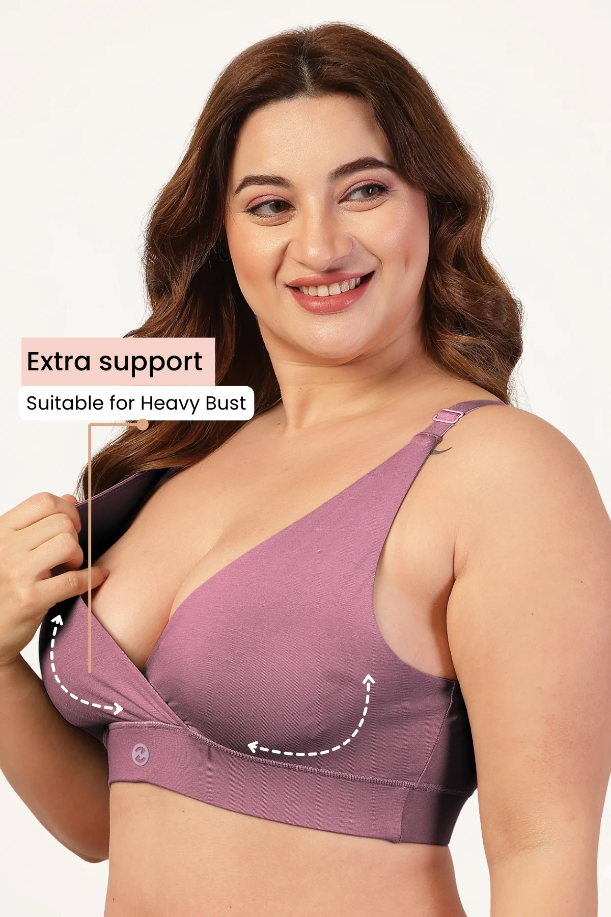 247 Extra Support Cotton Feeding Bra with Adjuster - Lilac - Image 3
