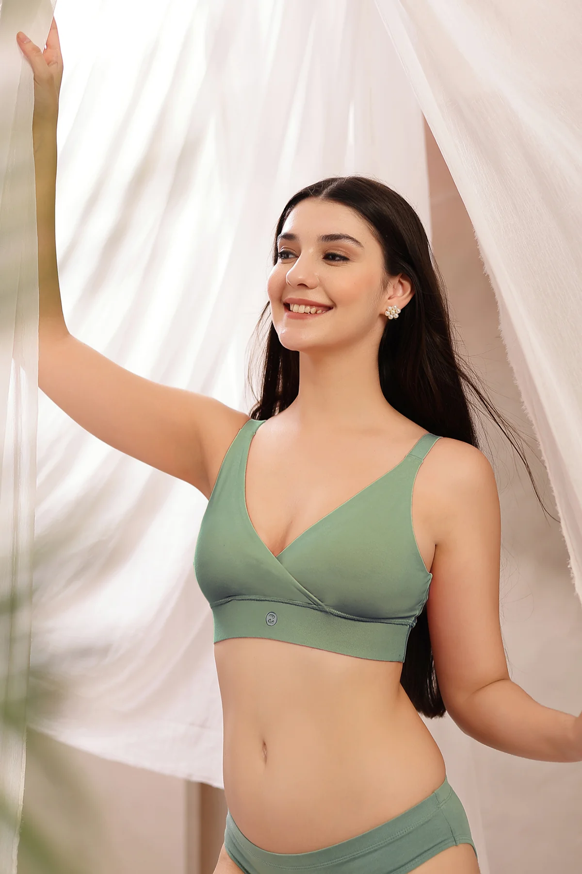 247 Extra Support Cotton Feeding Bra with Adjuster - Medium Green - Image 18