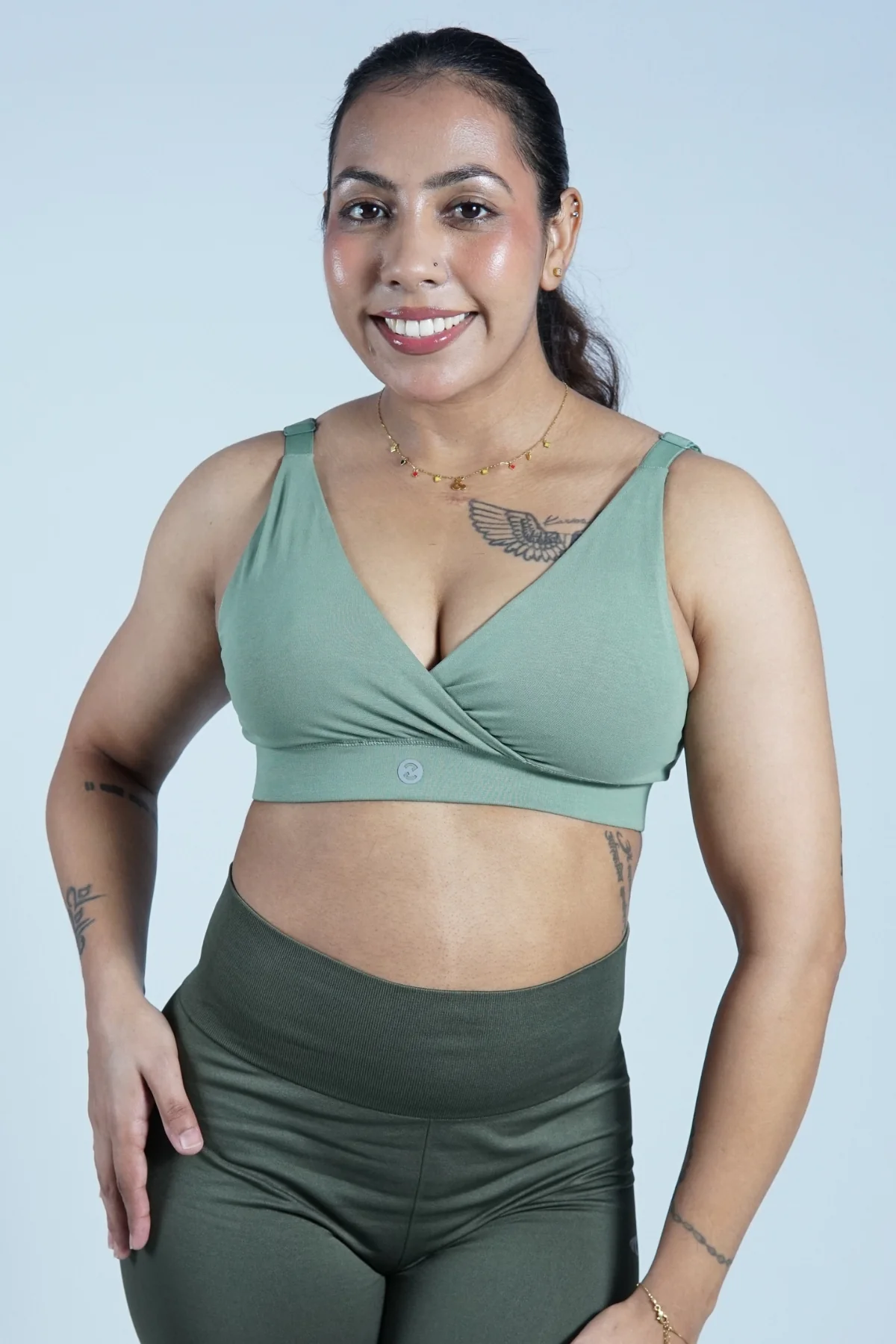 247 Extra Support Cotton Feeding Bra with Adjuster - Medium Green - Image 7