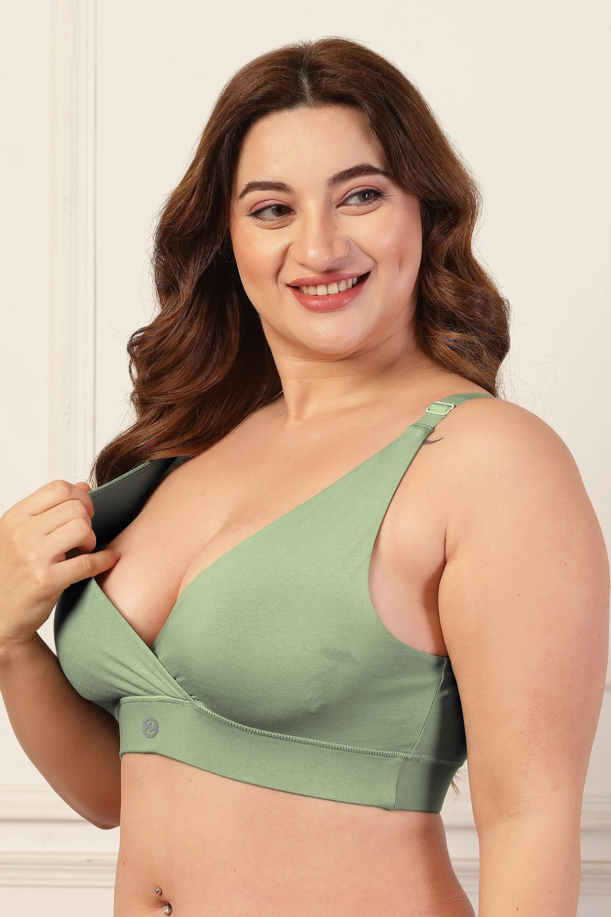247 Extra Support Cotton Feeding Bra with Adjuster - Medium Green - Image 8