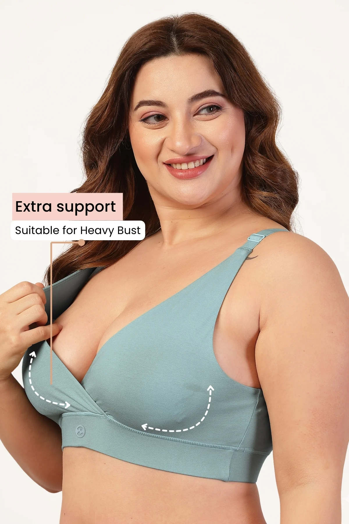 247 Extra Support Cotton Feeding Bra with Adjuster - Mint - Image 3