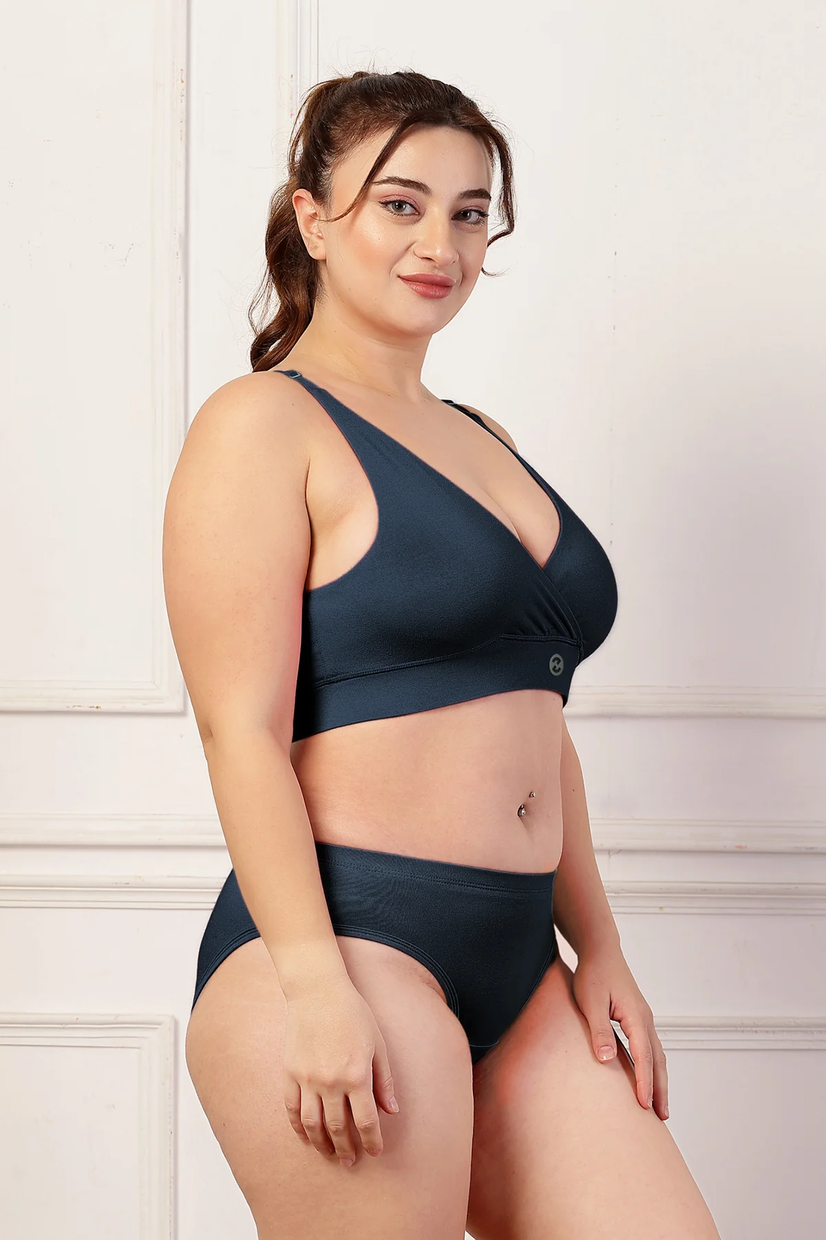 247 Extra Support Cotton Feeding Bra with Adjuster - Navy Blue - Image 10