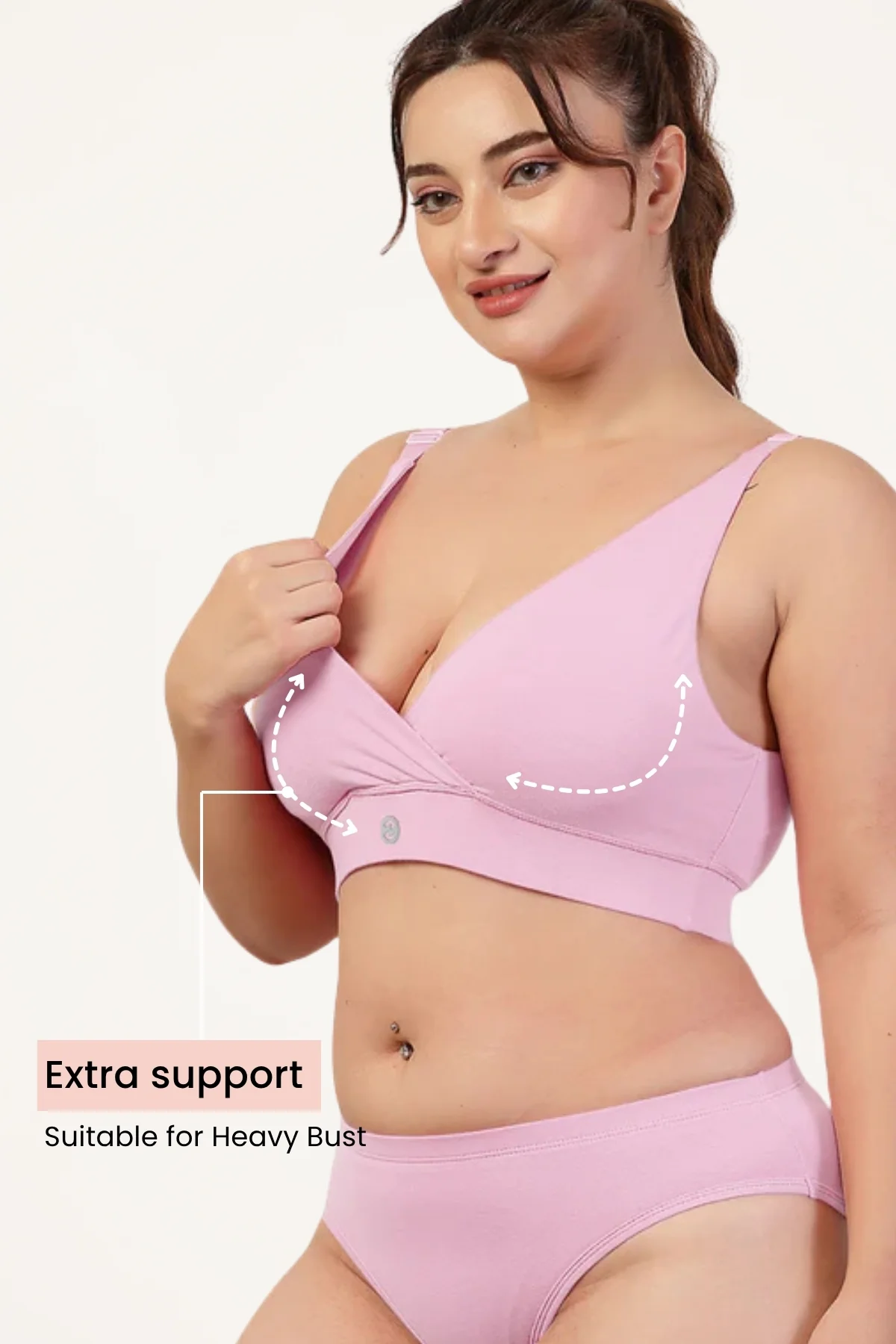 247 Extra Support Cotton Feeding Bra with Adjuster - Pink - Image 5