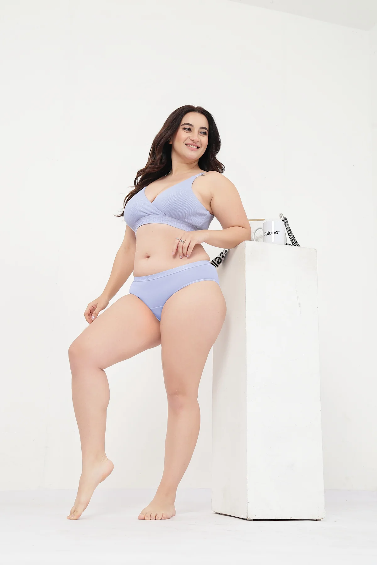 Zena Fine-Rib Bra - Soft Blue - Image 15