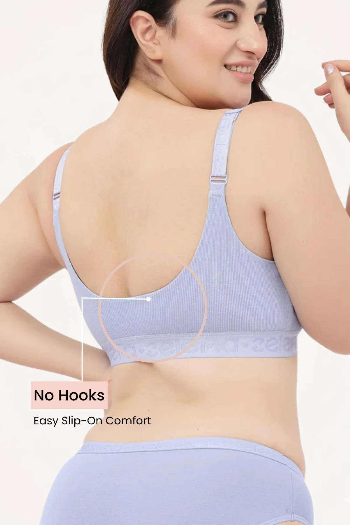 Zena Fine-Rib Bra - Soft Blue - Image 4