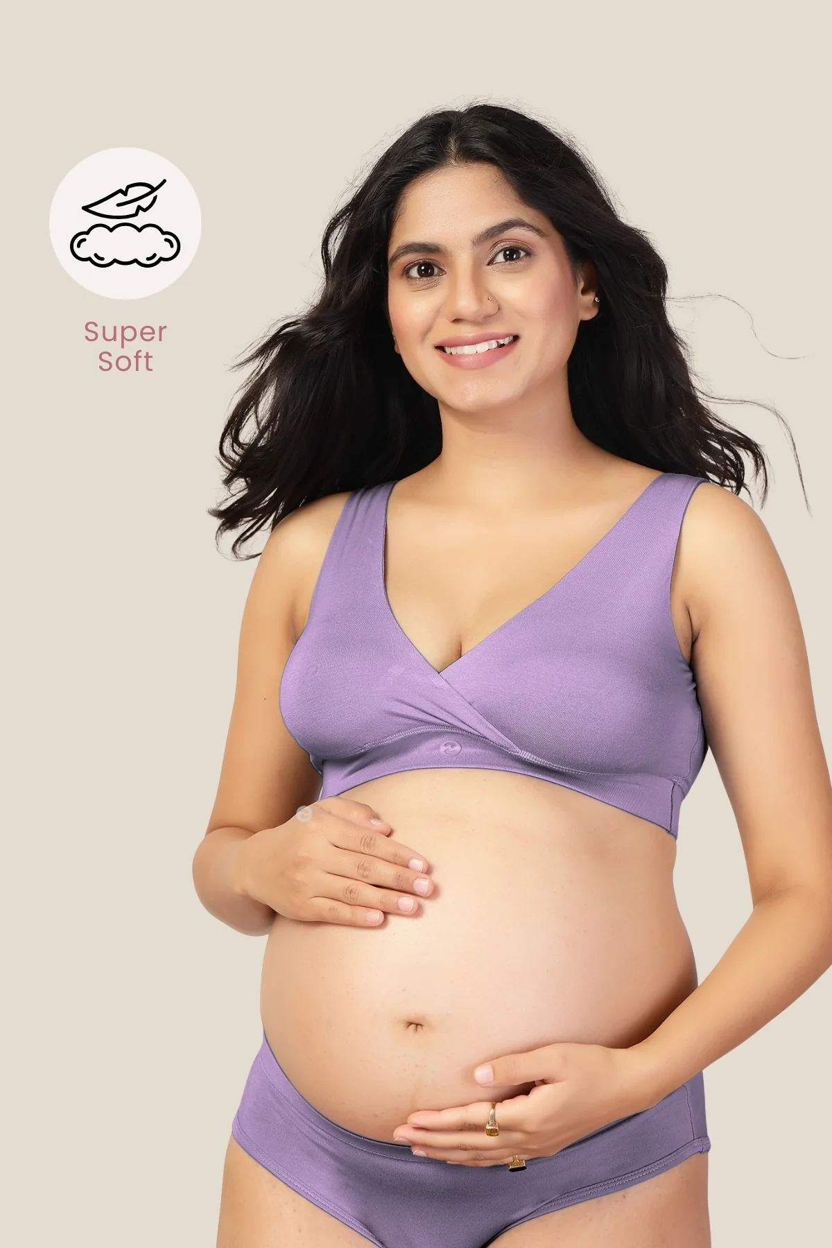 247 (Upgraded) Lavender Modal Padded Maternity Feeding Bra - Image 14