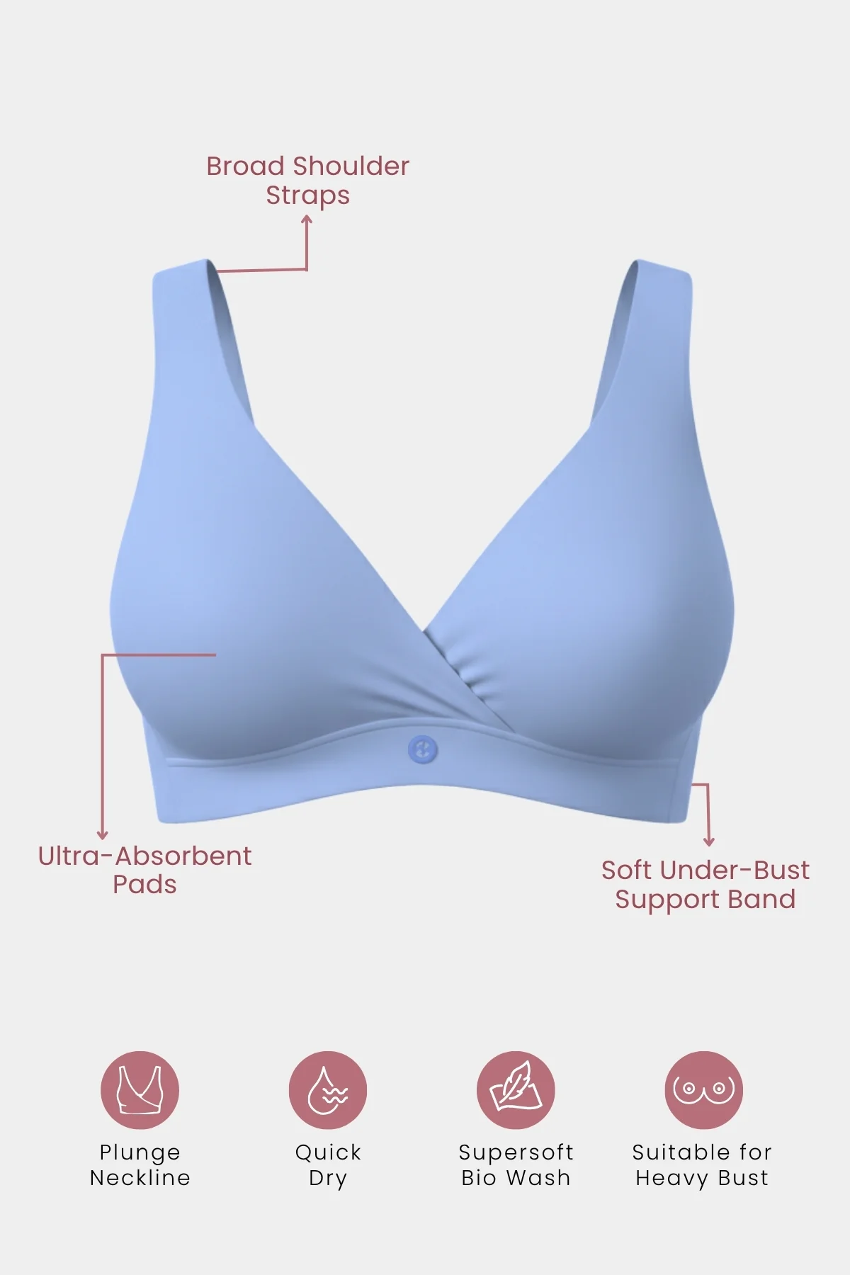 247 (Upgraded) M-Blue Modal Padded Maternity Feeding Bra - Image 2