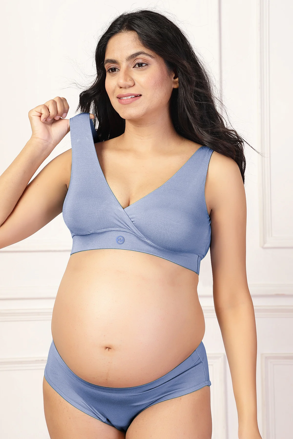 247 (Upgraded) M-Blue Modal Padded Maternity Feeding Bra - Image 9