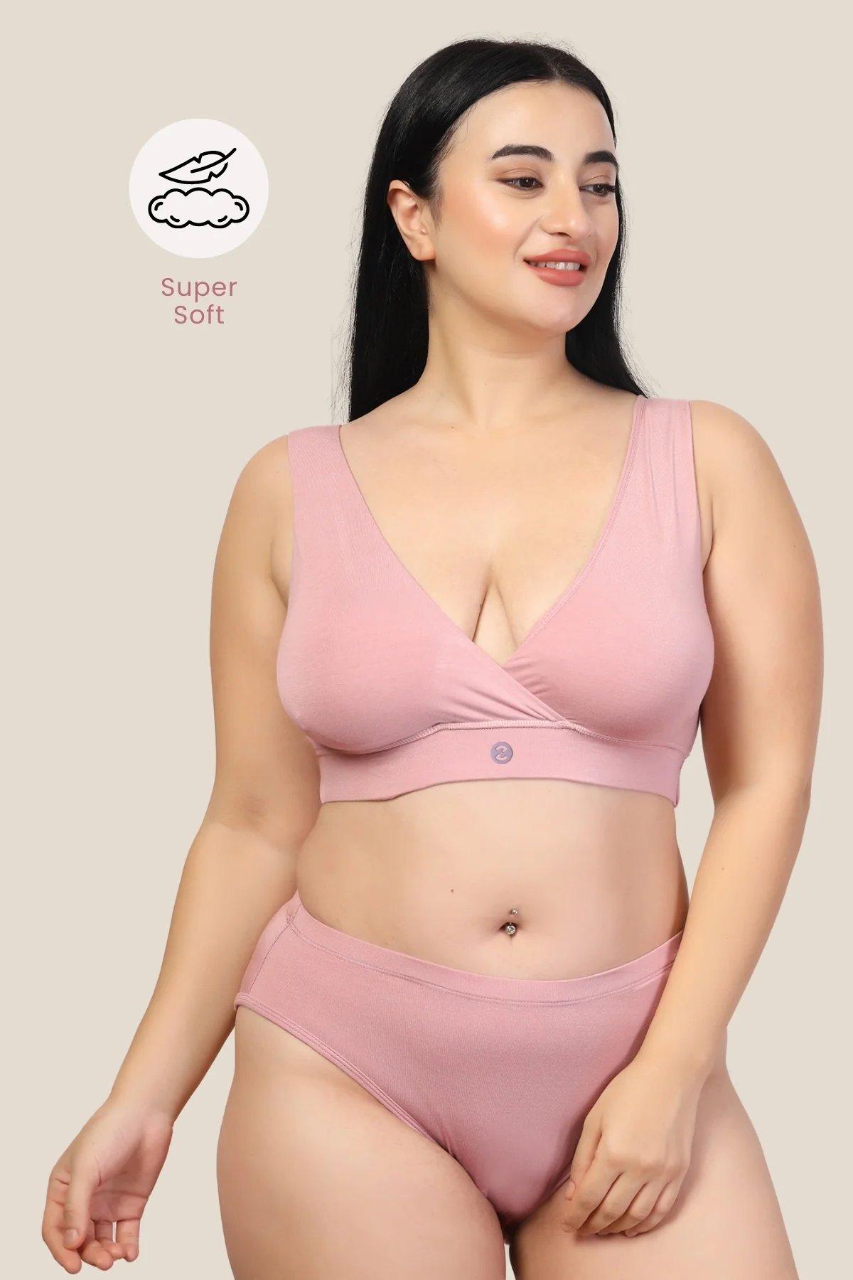 247 (Upgraded) Modal Pack of 2 Padded Maternity Feeding Bra (Light Pink) - Image 4