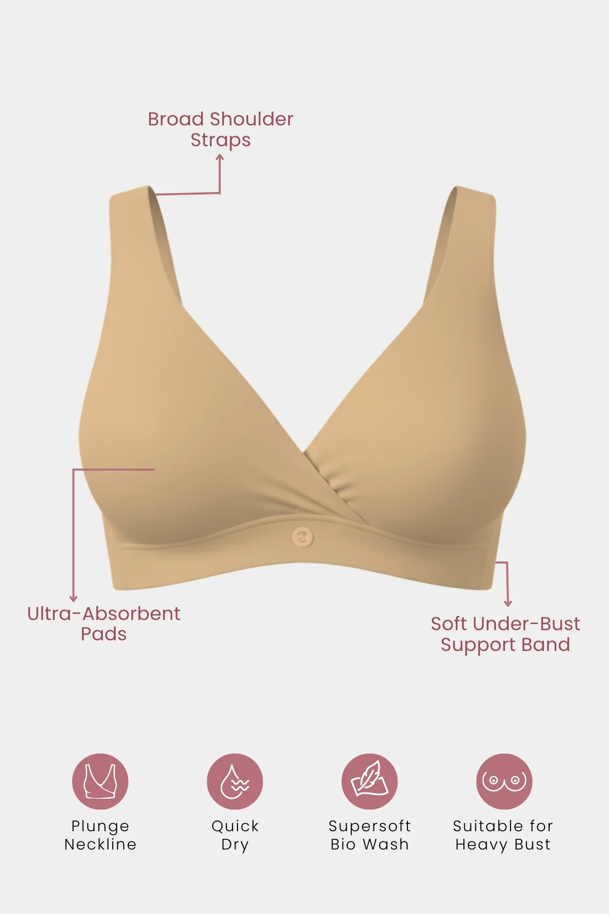 247 (Upgraded) Modal Pack of 2 Padded Maternity Feeding Bra (Skin) - Image 3