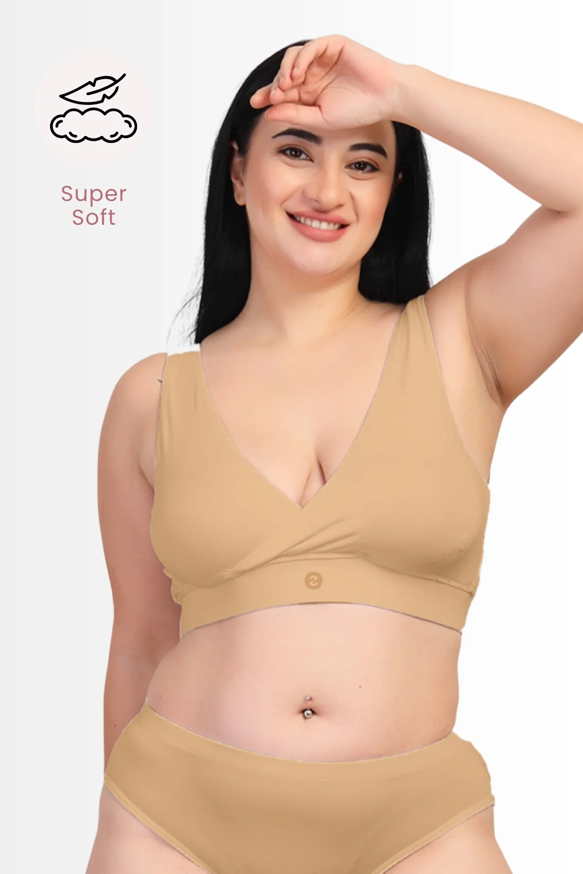247 (Upgraded) Modal Pack of 2 Padded Maternity Feeding Bra (Skin) - Image 4