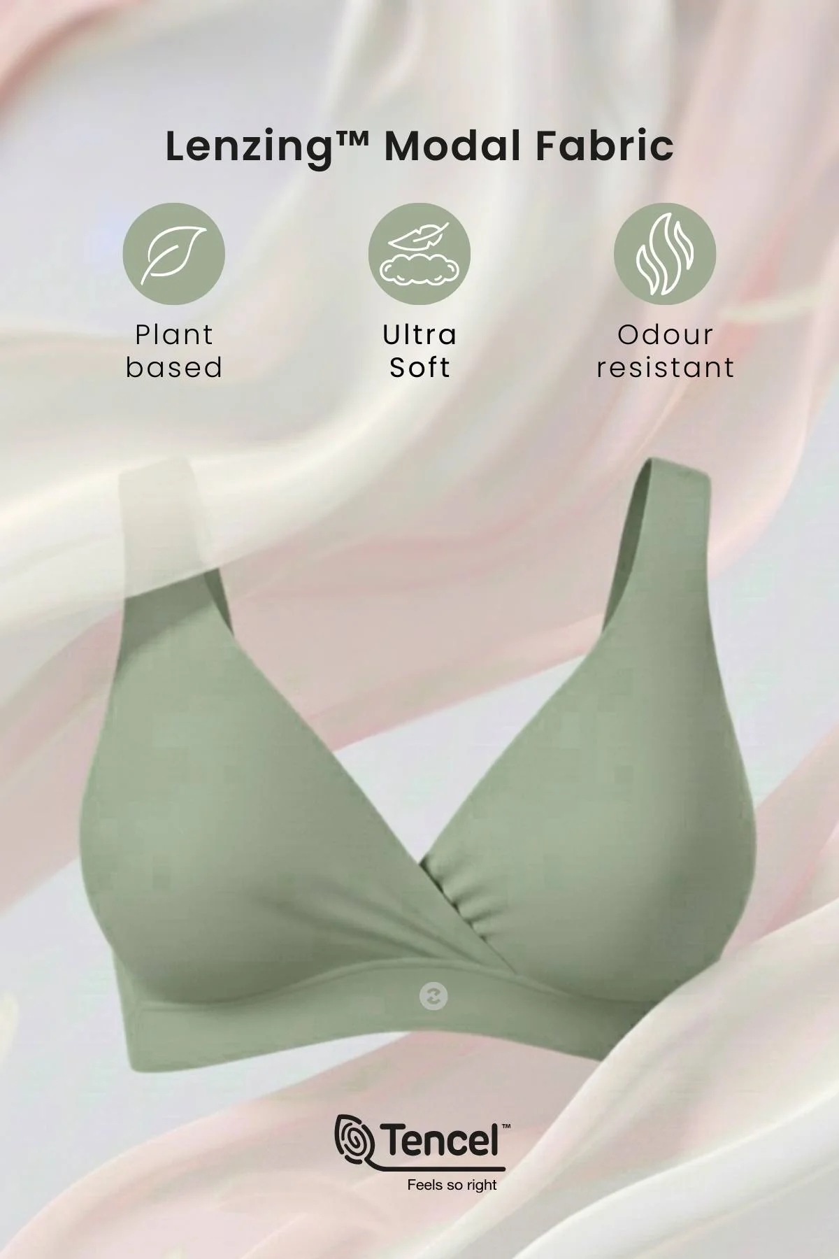 Fixed Padded Modal Maternity Feeding Bra with Support - Black - Image 12