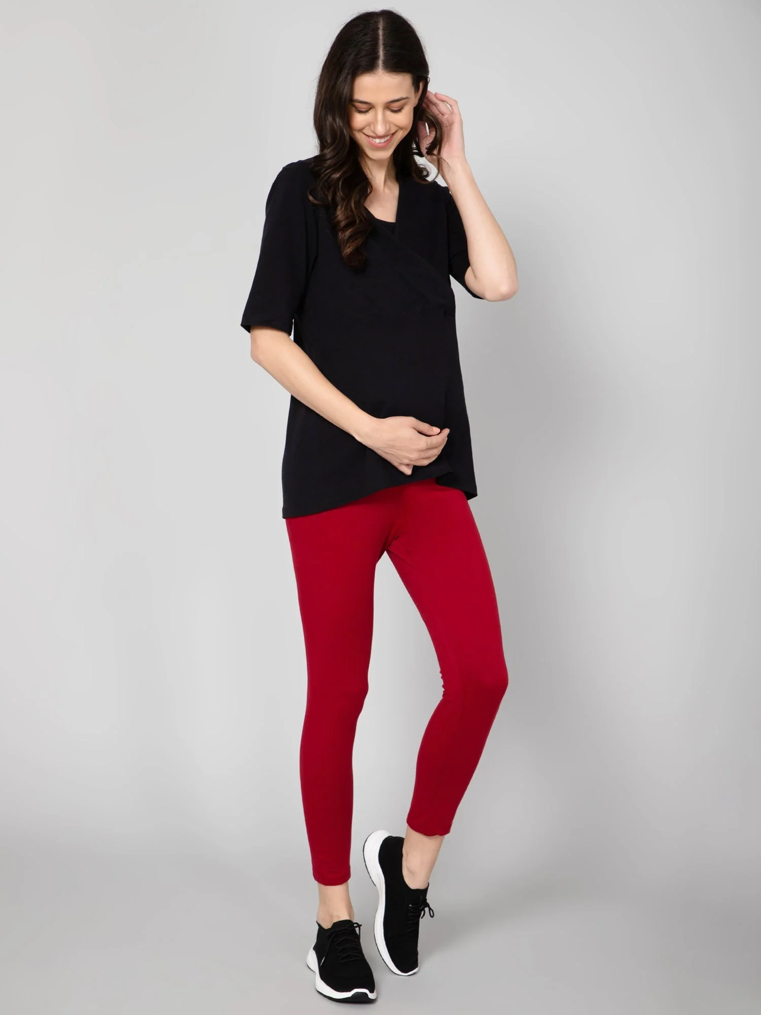 247 Zactive Maroon High Waisted Maternity Leggings - Image 3