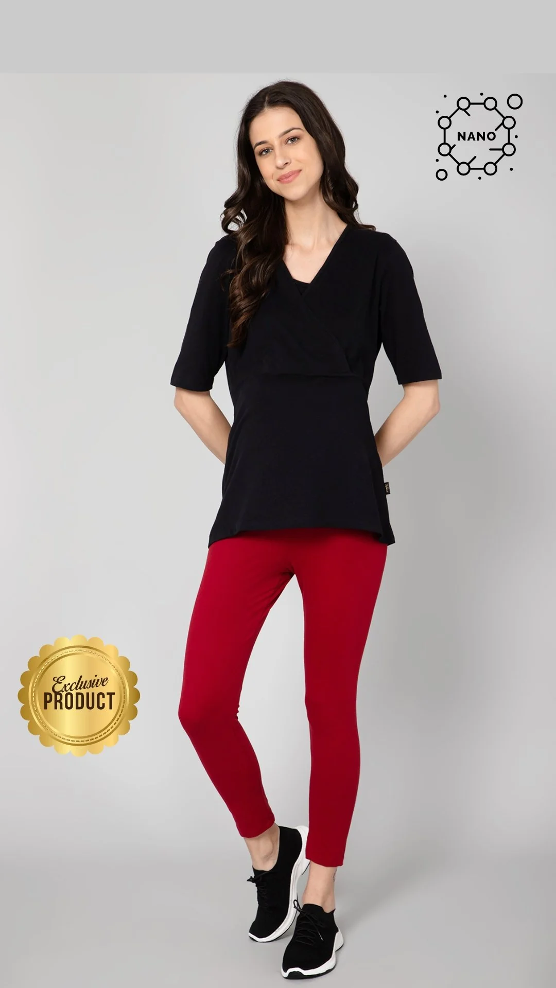 247 Zactive Maroon High Waisted Maternity Leggings - Image 4