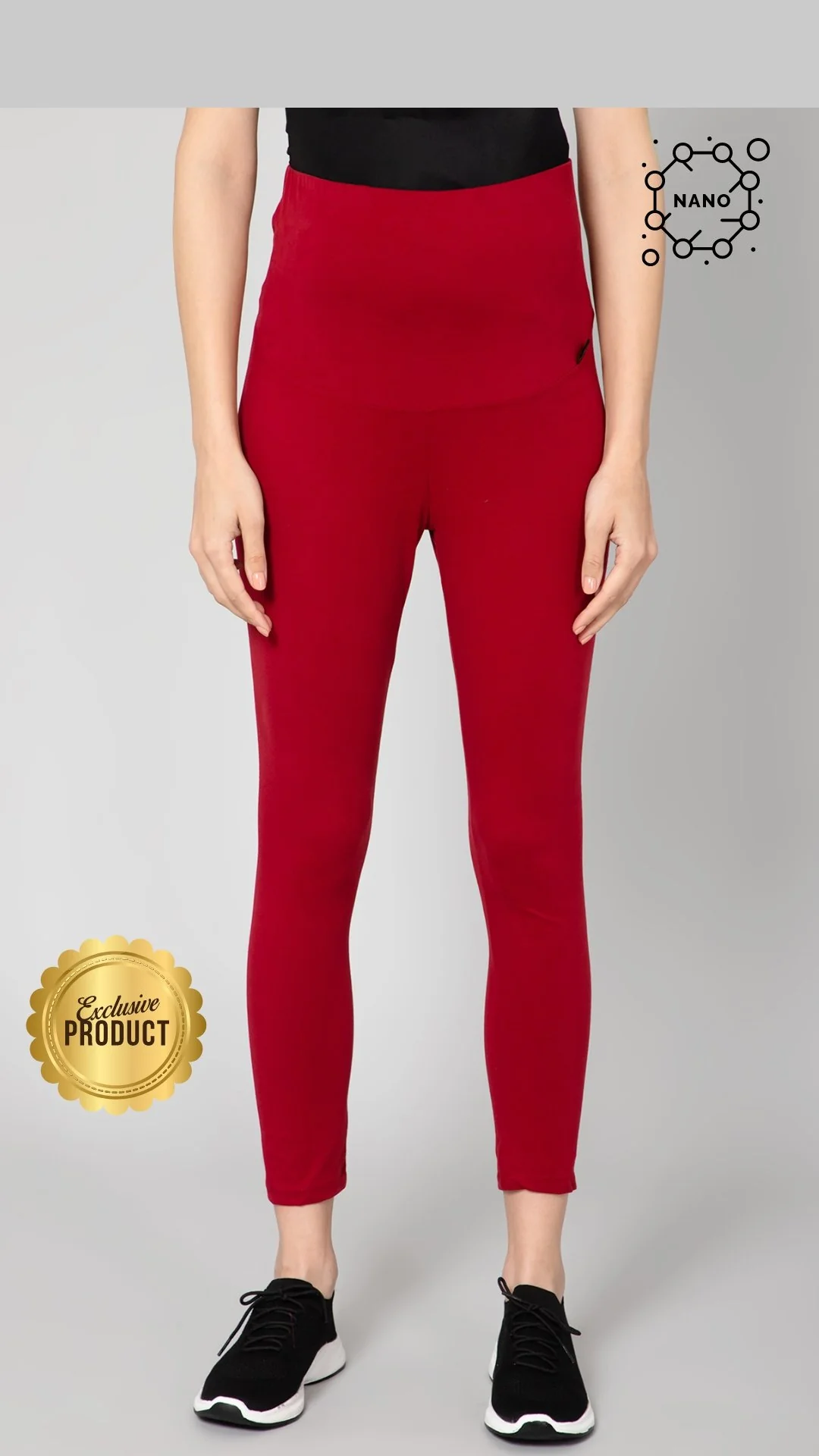 247 Zactive Maroon High Waisted Maternity Leggings - Image 5