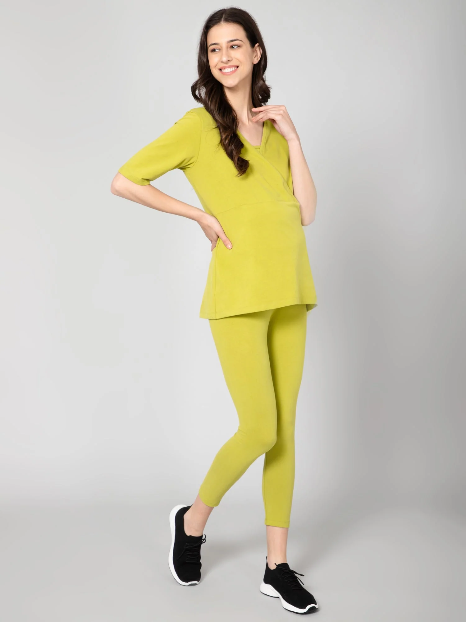 247 Zactive Olive Green High Waisted Maternity Leggings - Image 2