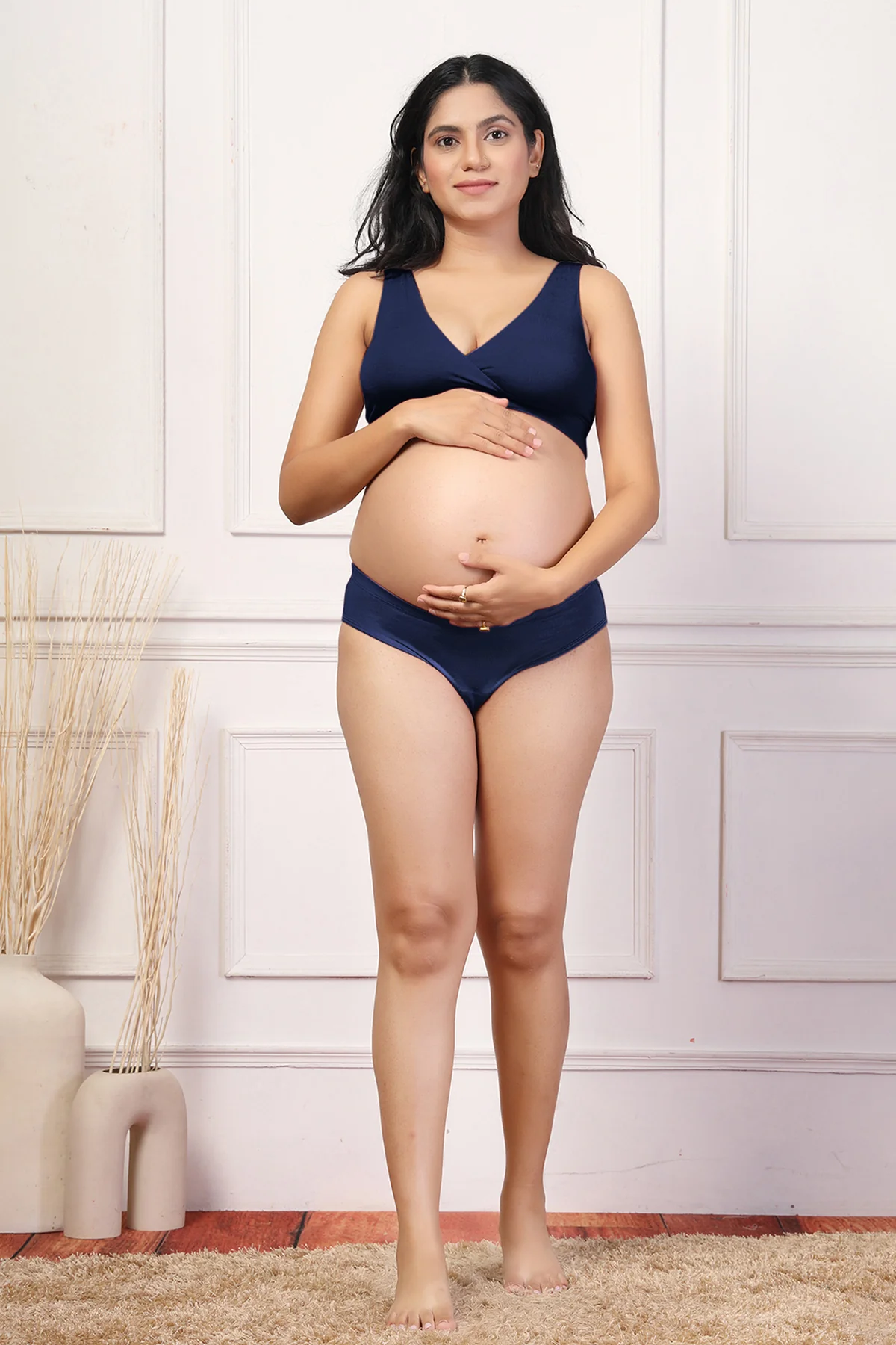 247 (Upgraded) Navy Blue Modal Padded Maternity Feeding Bra - Image 11