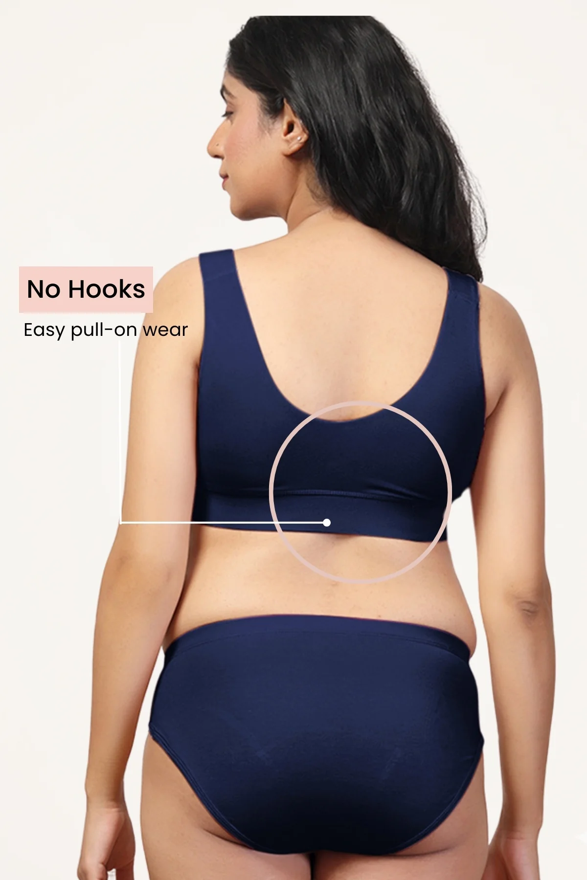 247 (Upgraded) Navy Blue Modal Padded Maternity Feeding Bra - Image 4